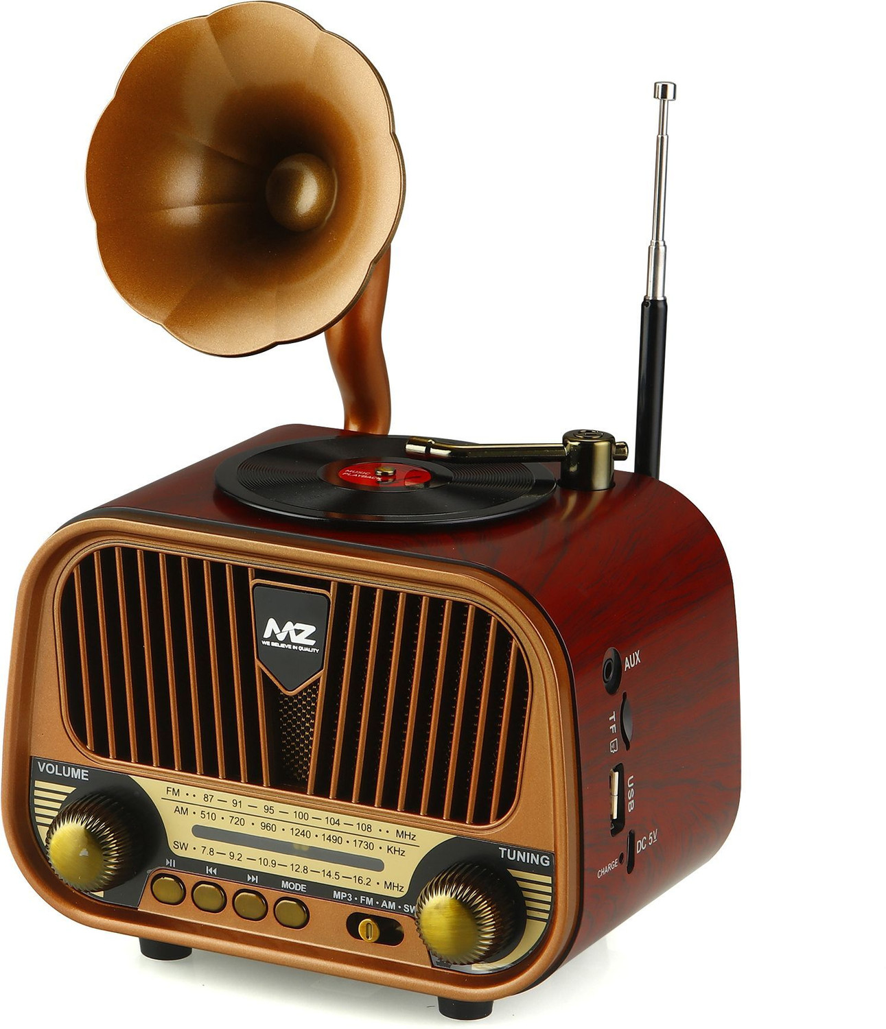 Image of MZ M427SP (RETRO RADIO SPEAKER) 1500mAh, Multi-Functional Features with High Power 5 W Bluetooth Speaker