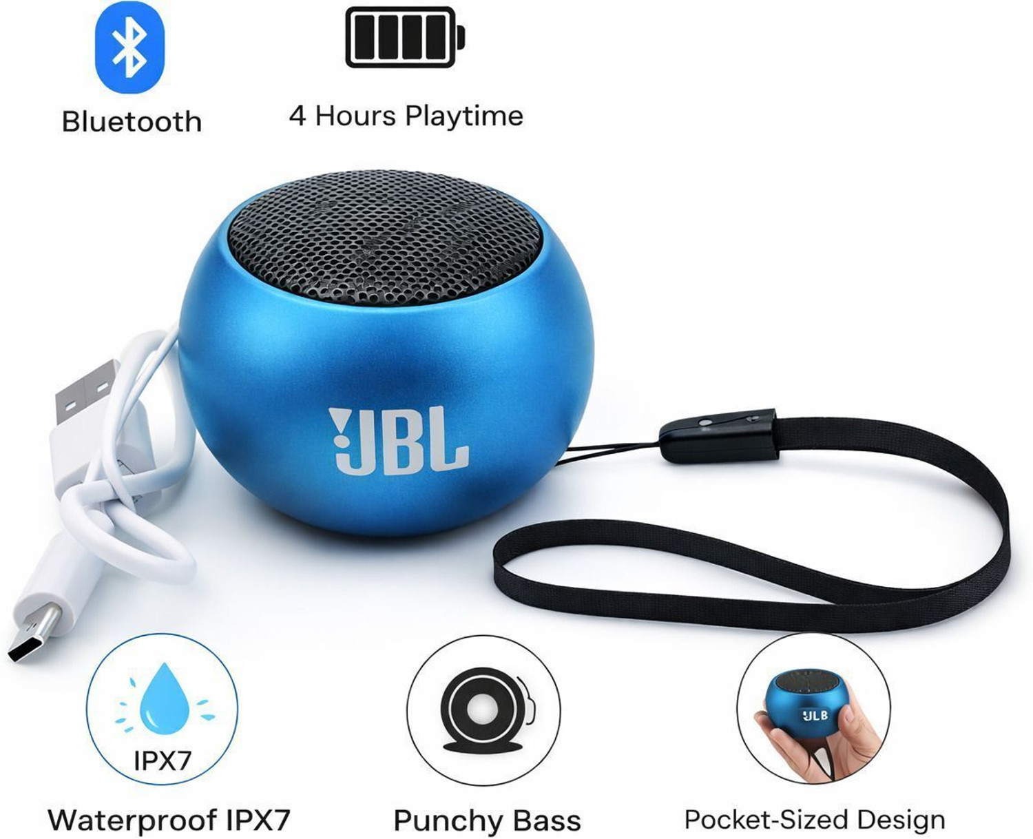 Image of IIXINITE J-B-L Bluetooth Speaker With 4K Sound Quality (Extra Bass) 111 5.6 W Bluetooth Speaker