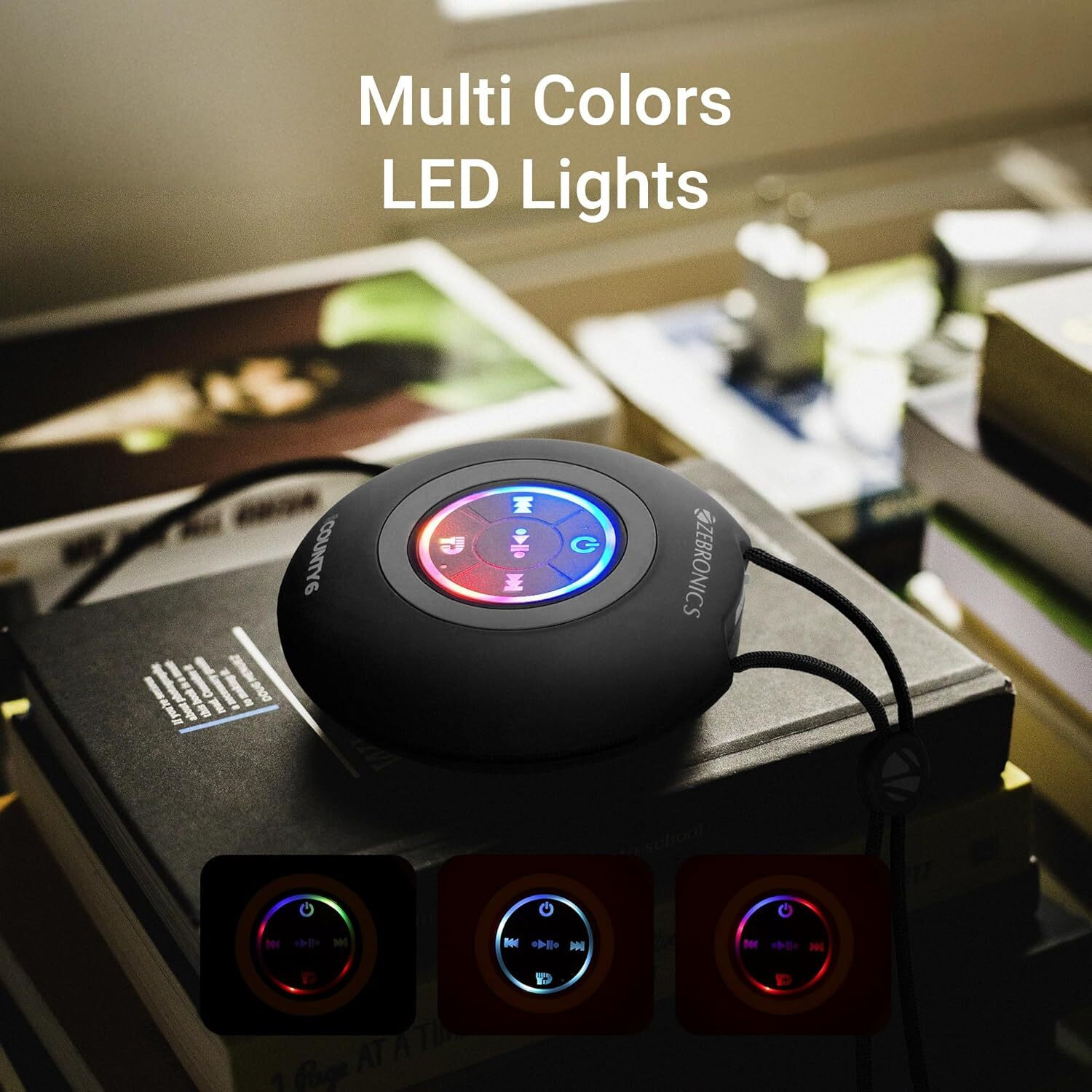 Image of ZEBRONICS County 6 Portable Bluetooth Speaker, 3 Watts, Upto 12 Hours Playback, BTv5.3 3 W Bluetooth Speaker