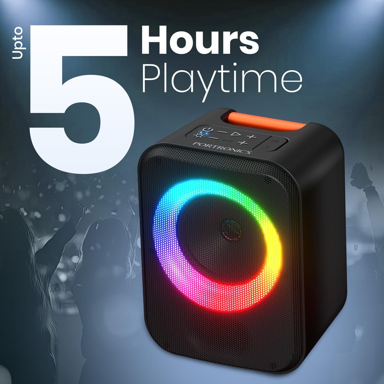 Image of Portronics 30W Dash Wireless Bluetooth Portable Speaker,Dual Wireless Karaoke Mic,5 Hrs 30 W Bluetooth Speaker