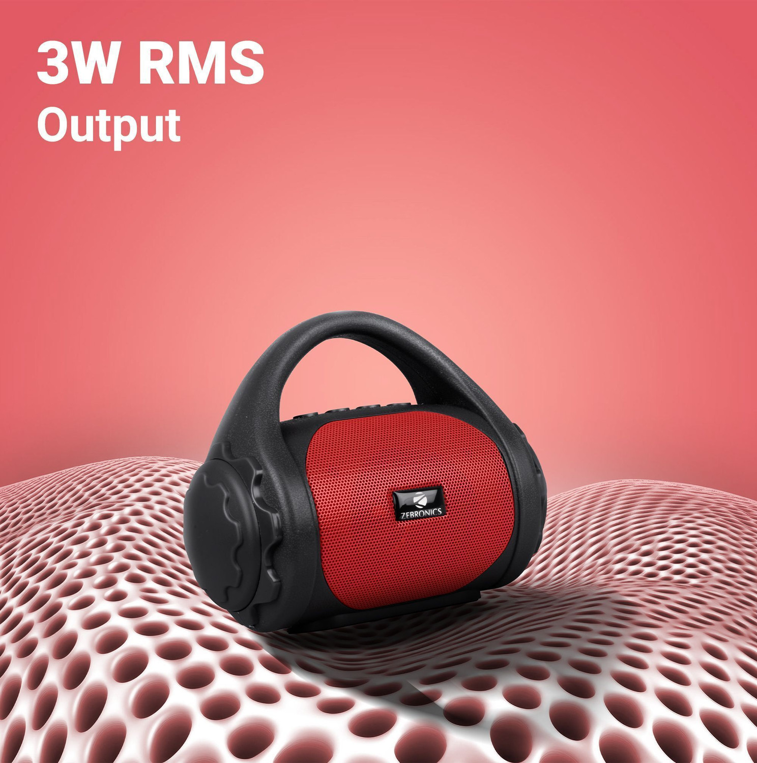 Image of ZEBRONICS Zeb-County (Black+Red) 3 W Bluetooth Speaker