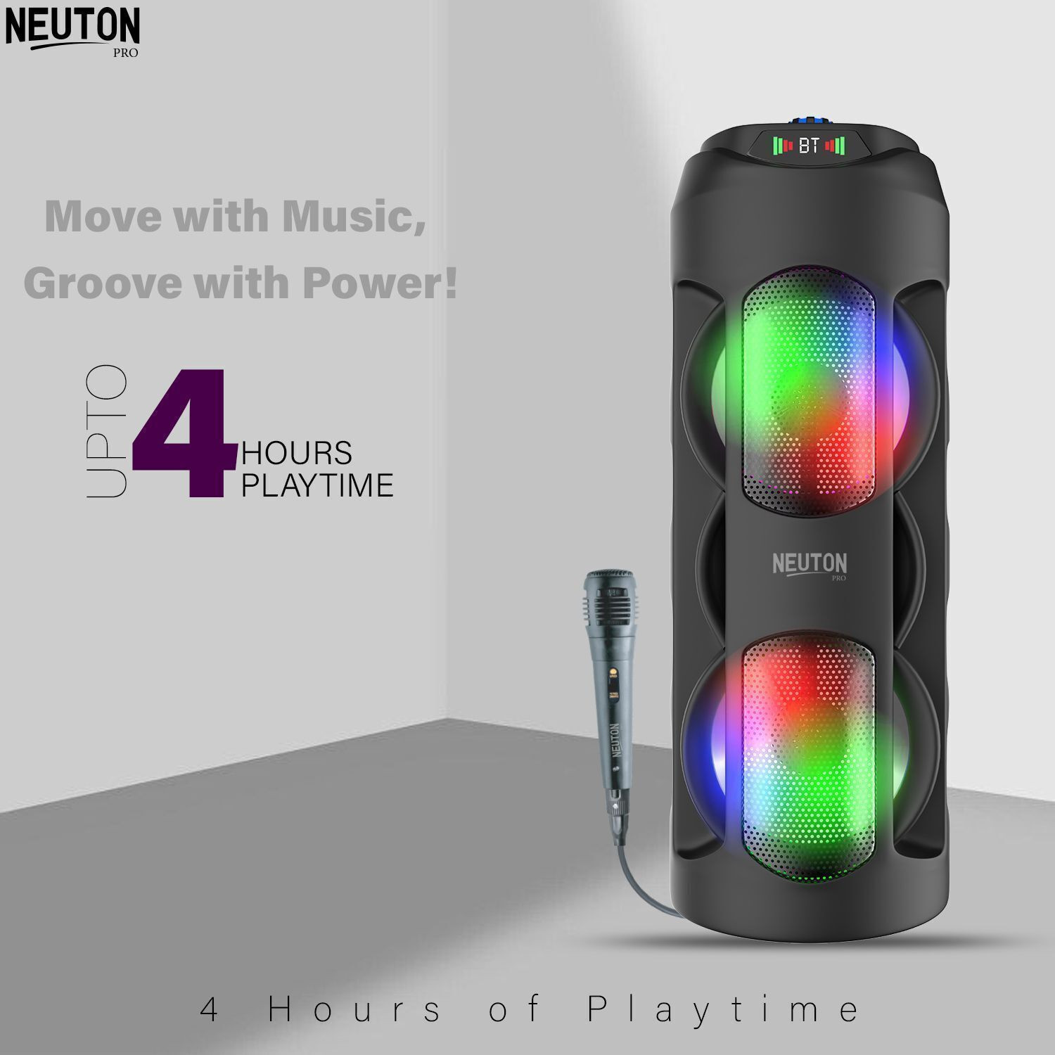 Image of Neuton pro 40W Portable Bluetooth Party Speaker with Wired Microphone, RGB LED Lights 40 W Bluetooth Speaker