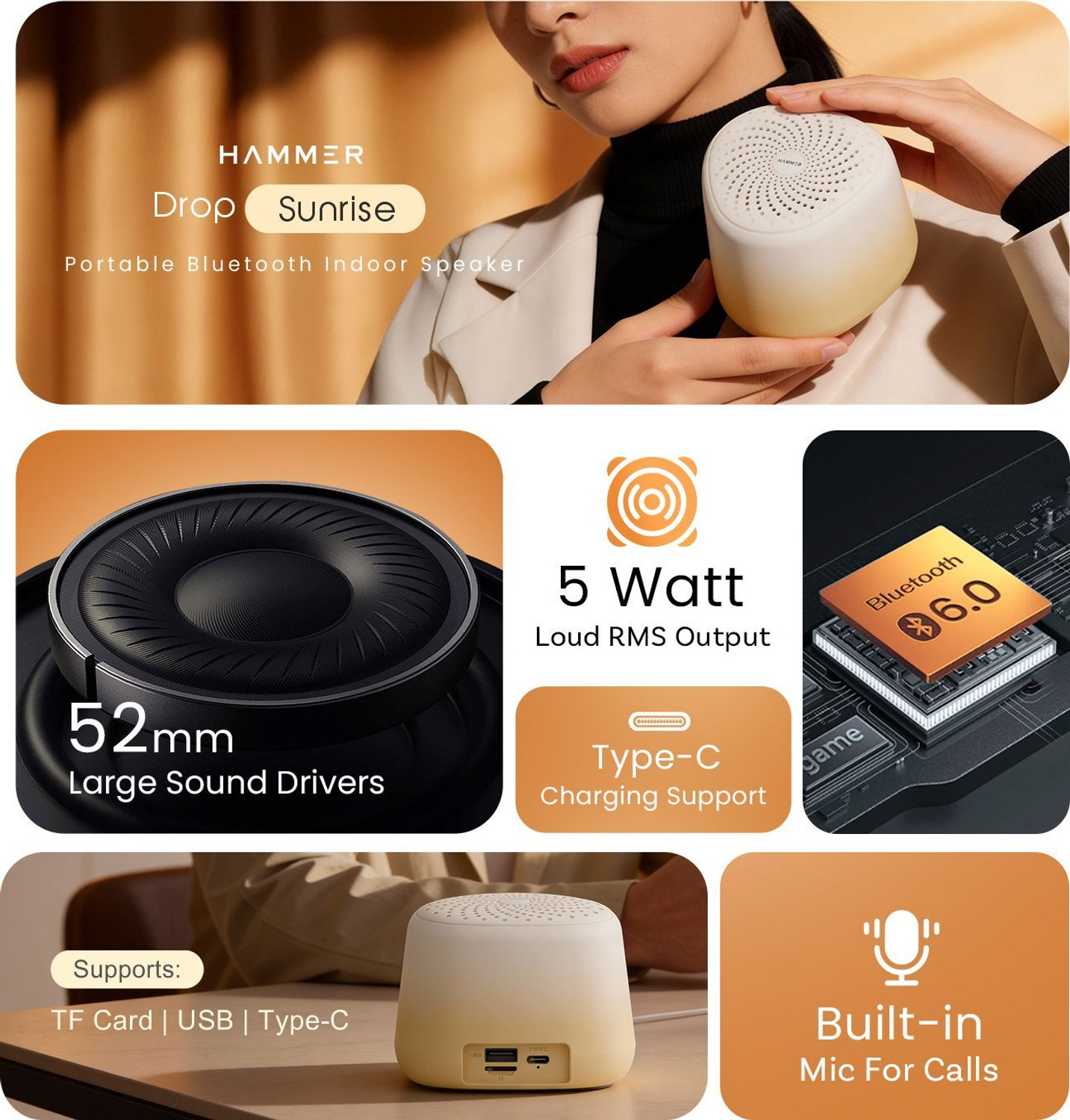 Image of Hammer Drop Sunrise 5 W Bluetooth Speaker