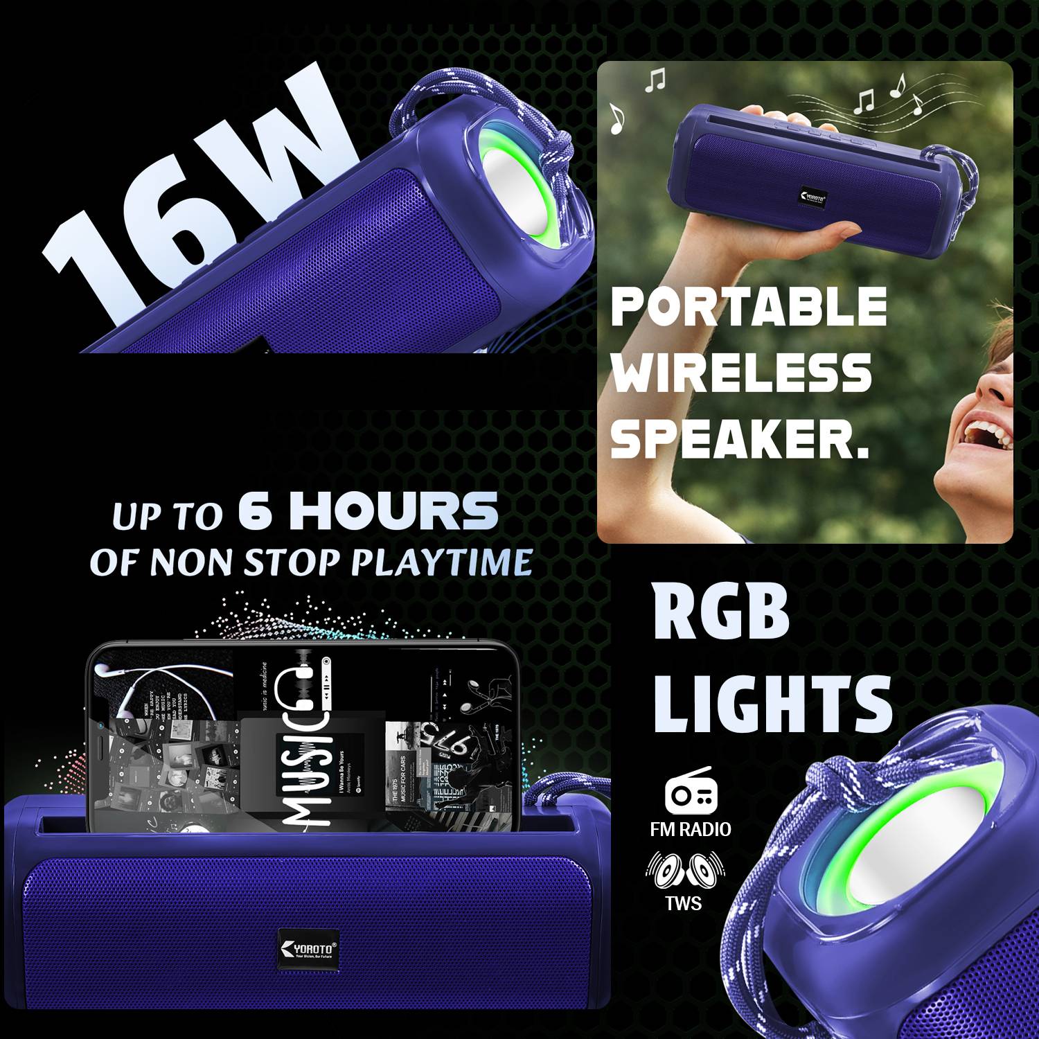 YOROTO YO-430 16W Bluetooth Speaker - Image 5