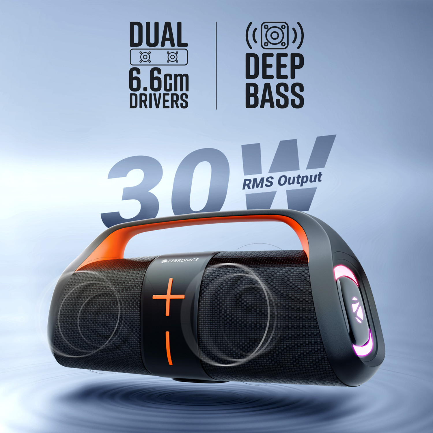 Image of ZEBRONICS Sound Feast 200 (Zeb-PSPK 46), 10Hr Playback, mSD, TWS, USB 30 W Bluetooth Speaker