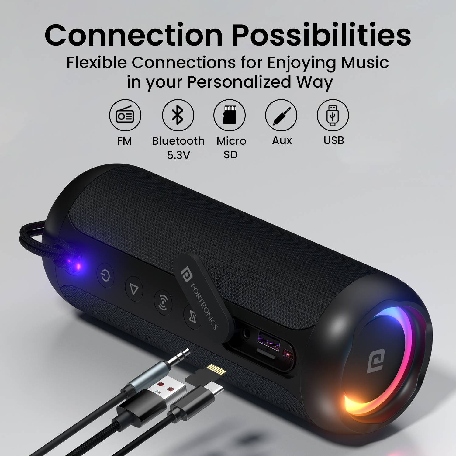 Buy Portronics Breeze 5 Portable Wireless With In Built Mic,6Hrs