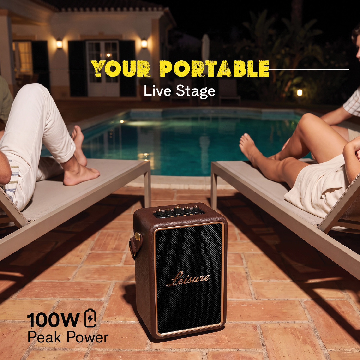 Image of Leisure ELEVATE Portable Bluetooth Speaker, 8H Playtime, Dual Wireless Mics 100 W Bluetooth Speaker