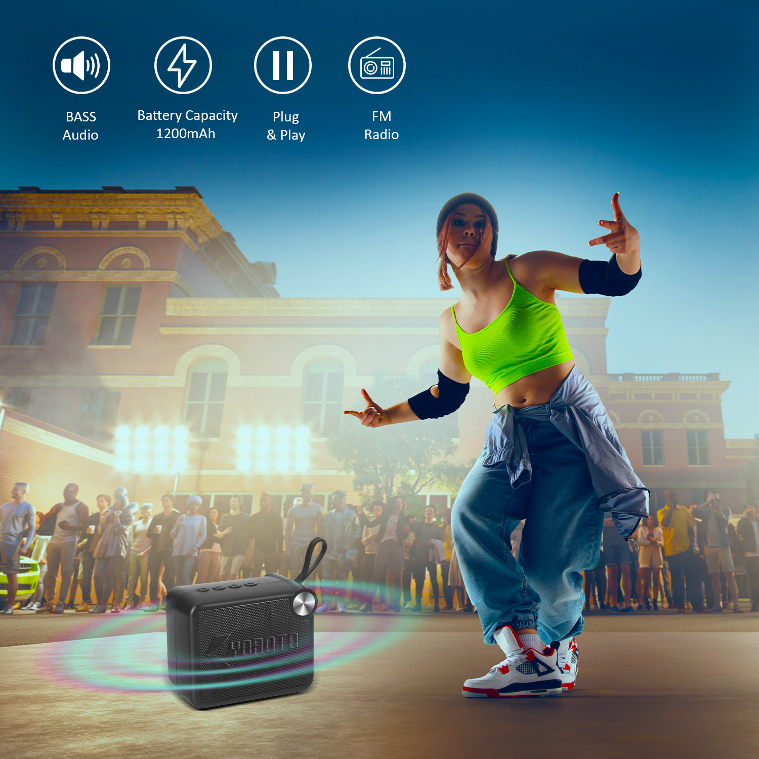 Image of YOROTO YO-336BT Portable Thunder Sound With High Bass 10 W Bluetooth Speaker 10 W Bluetooth Speaker