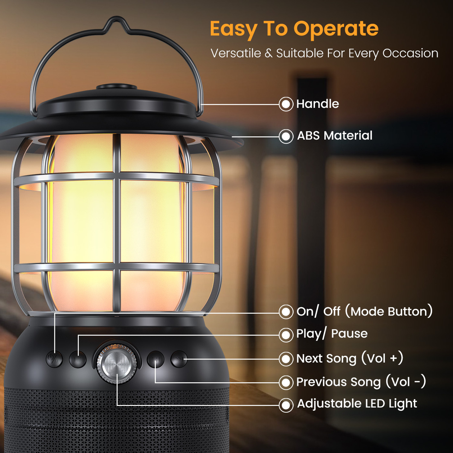 Image of Portronics iLumi II 16W HD Sound Bluetooth Speaker With LED Lamp,2 LED Lantern Lamp Mode 16 W Bluetooth Speaker