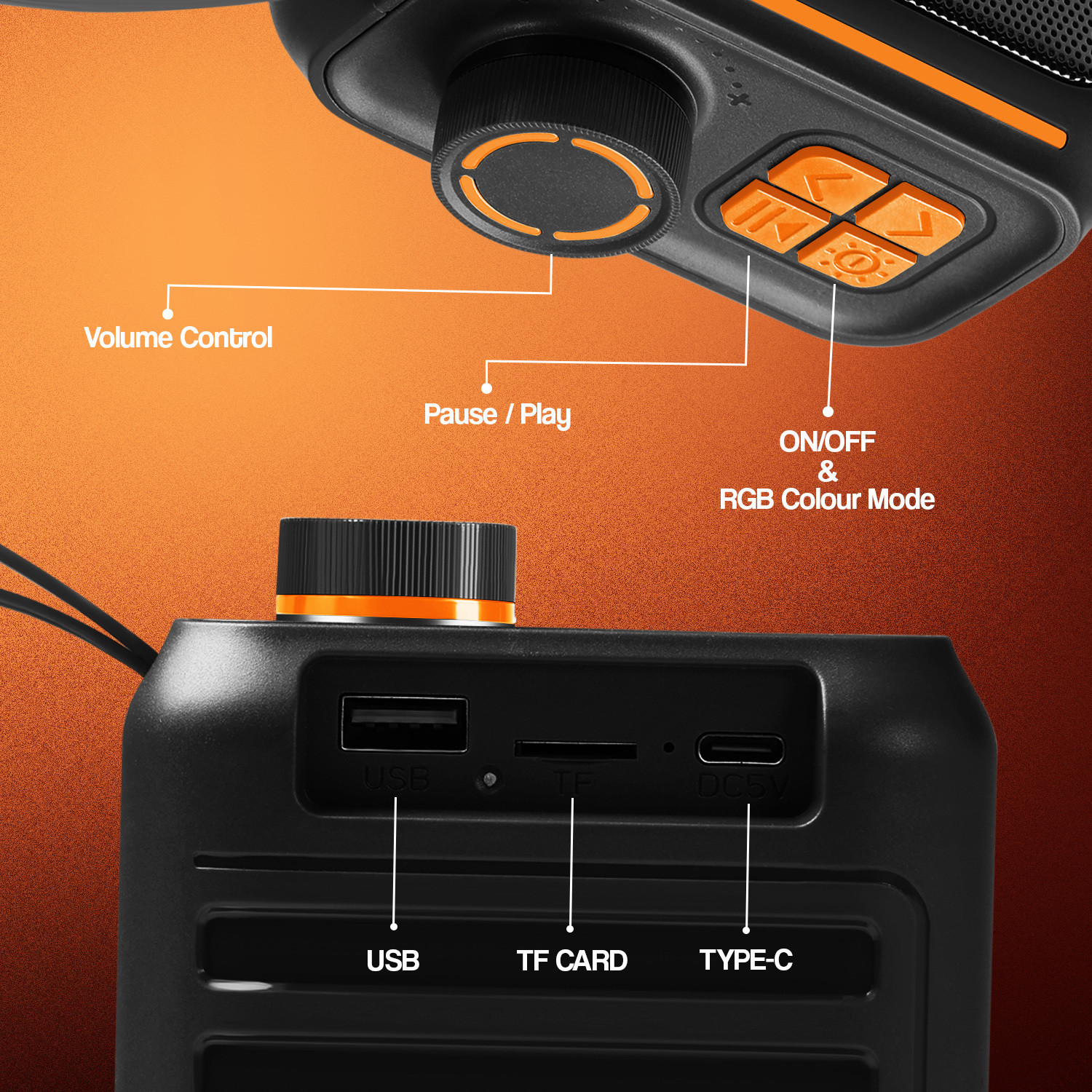 Image of YOROTO High Power Wireless Speaker with Thunder Bass, HD Stereo Sound, 6H Playtime 12 W Bluetooth Speaker