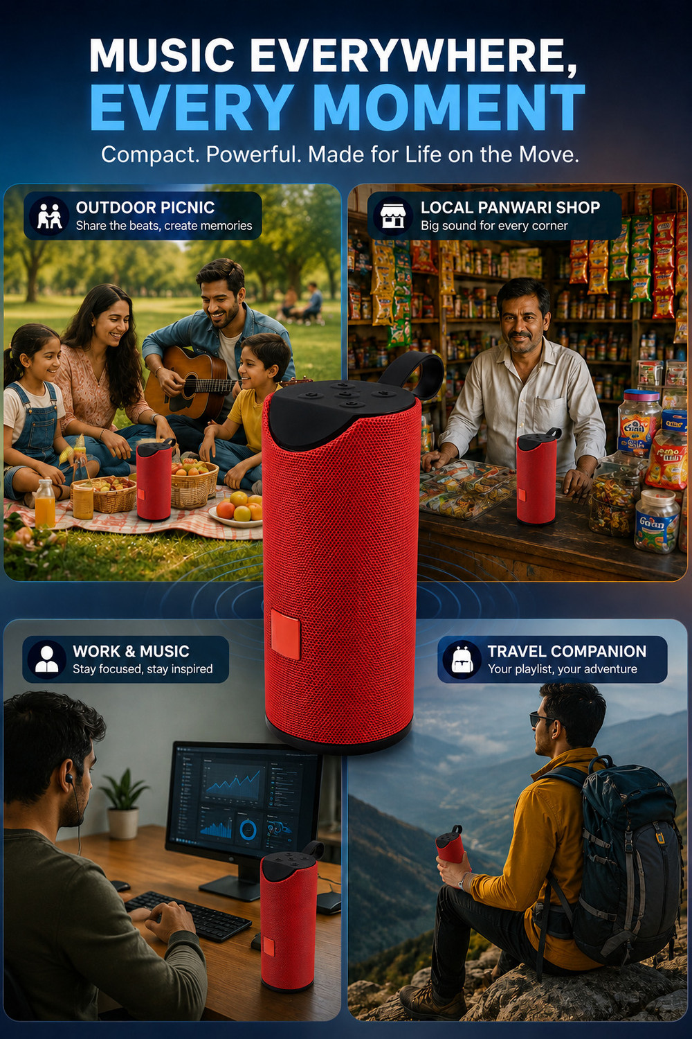 Image of F FERONS T-113 PRO TYPE-C CHARGING WIRELESS PORTABLE MINI DJ RECHARGEABLE TRAVEL 9 W Bluetooth Speaker