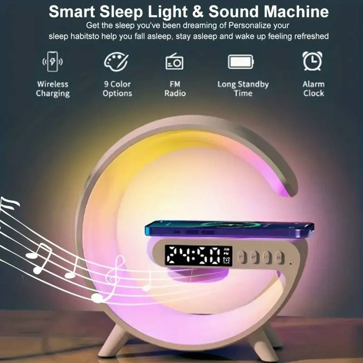 VOLTegIC Smart Light Sound Machine RGB Sunrise Alarm Clock 5W - Image 3