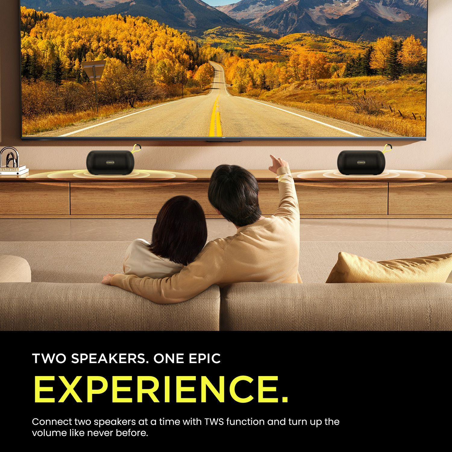 Image of Hammer Wave 10W Speaker with Twin Pairing, 8 Hours Playtime, Made in India 10 W Bluetooth Speaker