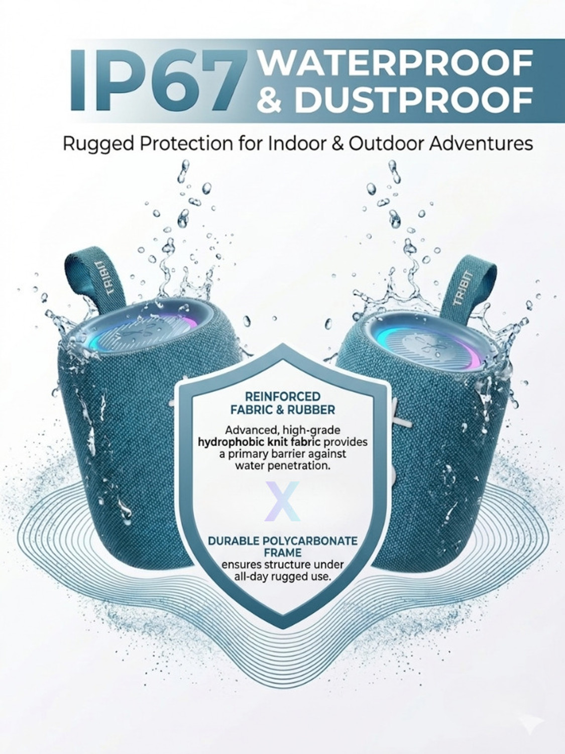 Image of Tribit Portable Stormbox Mini+ TWIN PACK(X2), Deep Bass, 12H Playtime Waterproof Small 12 W Bluetooth Speaker