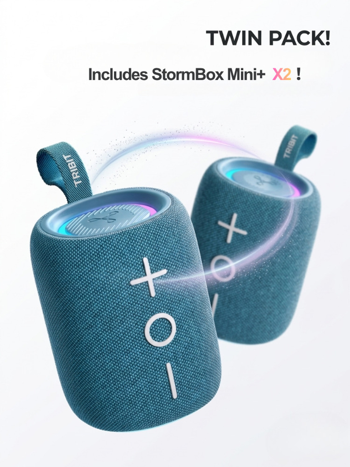 Image of Tribit Portable Stormbox Mini+ TWIN PACK(X2), Deep Bass, 12H Playtime Waterproof Small 12 W Bluetooth Speaker