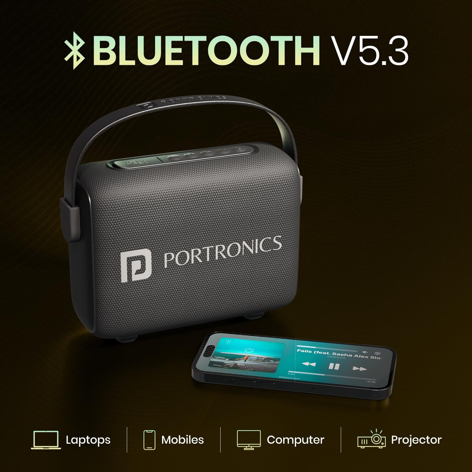 Image of Portronics Resonate 2 14W Bluetooth Speaker With Wireless Karaoke Mic, LED Projection Light 14 W Bluetooth Speaker (Black, Mono Channel)
