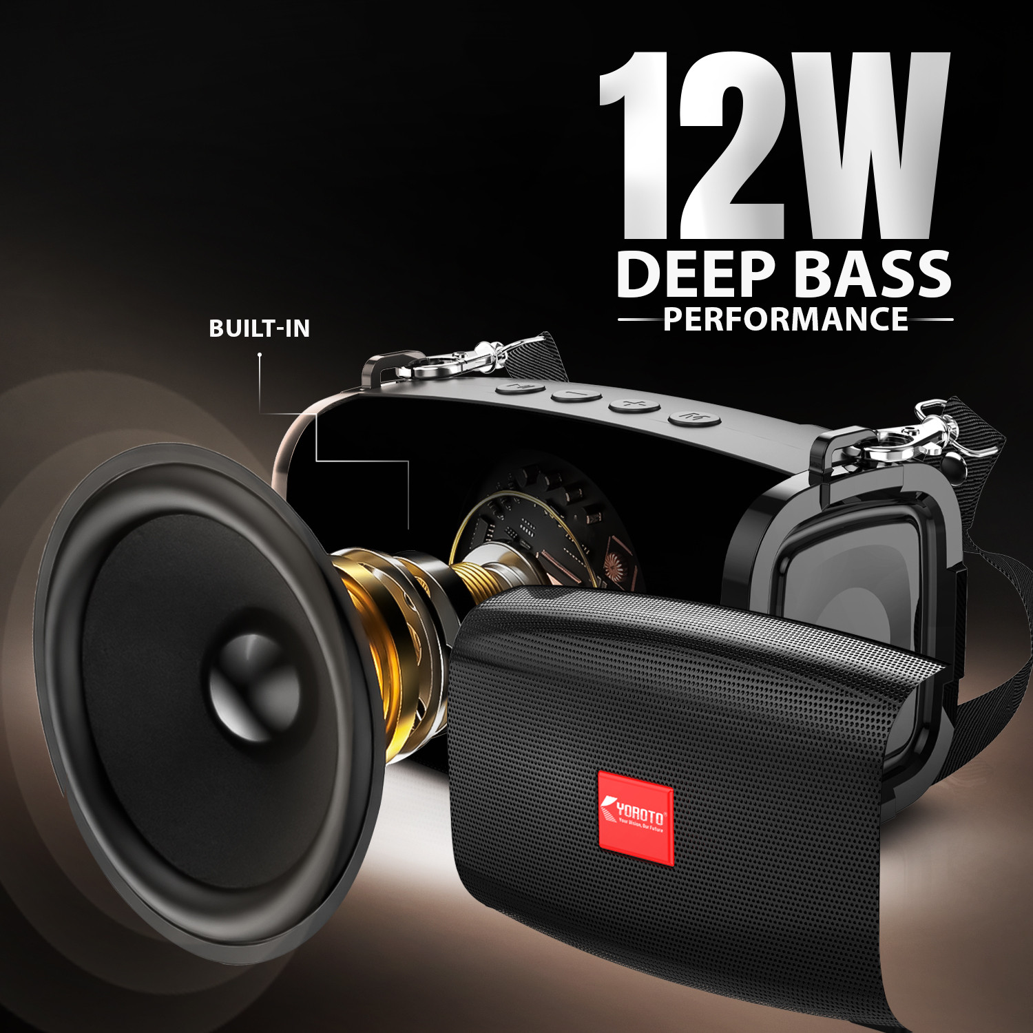 Image of YOROTO Wireless Portable Speaker with Clear Crystal Sound & Powerful bass 12 W Bluetooth Speaker