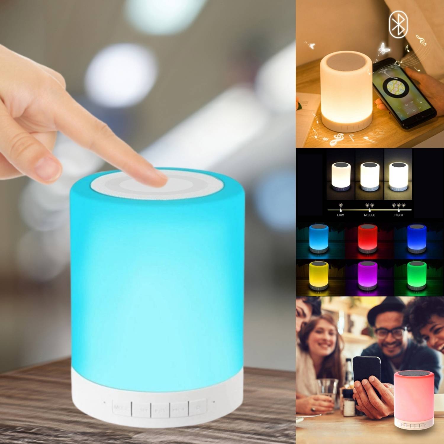 Buyerzone Multifunction Wireless Portable Touch Sensor Bluetooth Speaker and Table Lamp Bluetooth Speaker