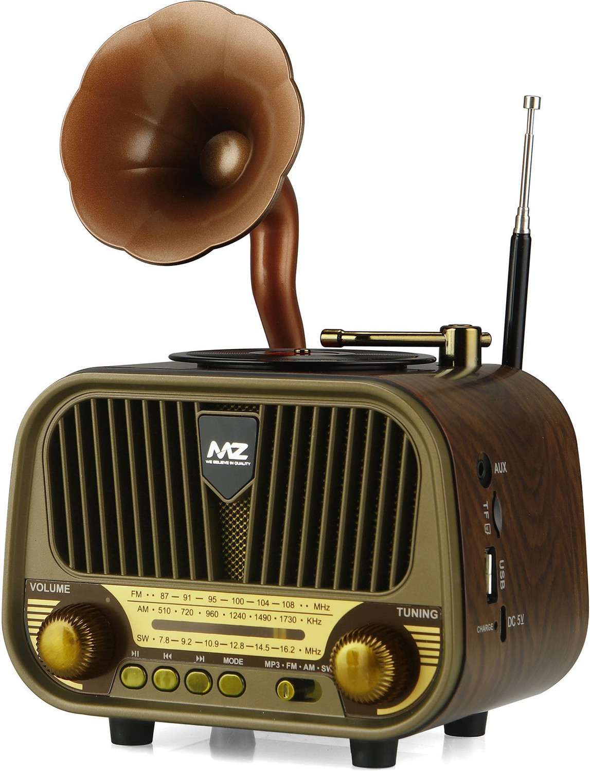 Image of MZ M427SP (RETRO RADIO SPEAKER) 1500mAh, Multi-Functional Features with High Power 5 W Bluetooth Speaker