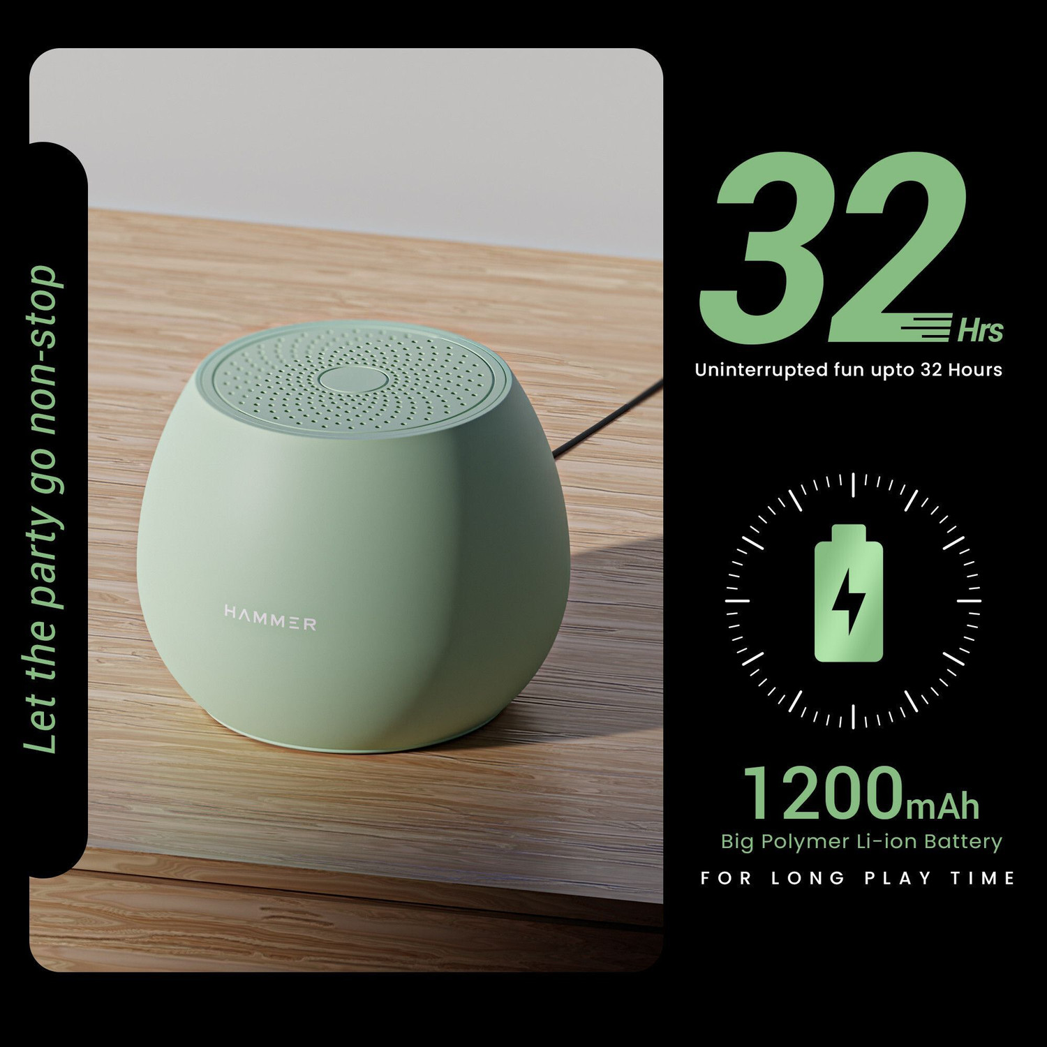 Image of Hammer Drop 5W Bluetooth Speaker with Twin Pairing, 100H StandBy Time, 52mm Drivers 5 W Bluetooth Speaker