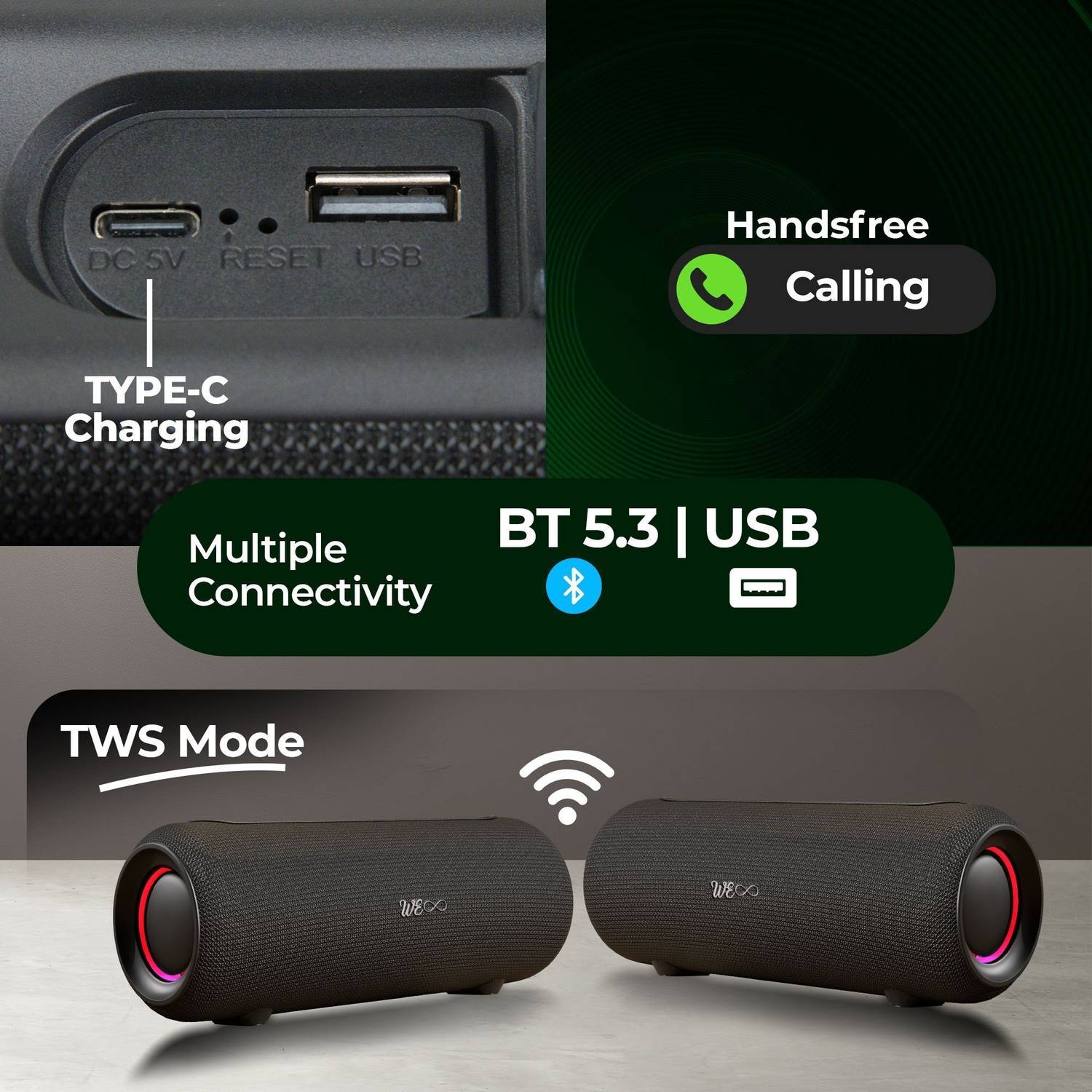 Walta Elite Brio 1370 Portable Soundbar Speaker, 26W, RGB, TWS - Image 3