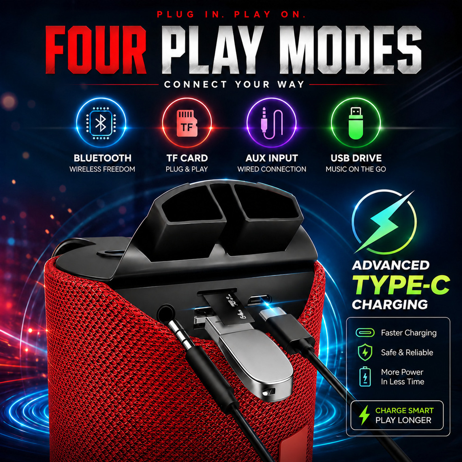 Image of F FERONS T-113 PRO TYPE-C CHARGING WIRELESS PORTABLE MINI DJ RECHARGEABLE TRAVEL 9 W Bluetooth Speaker