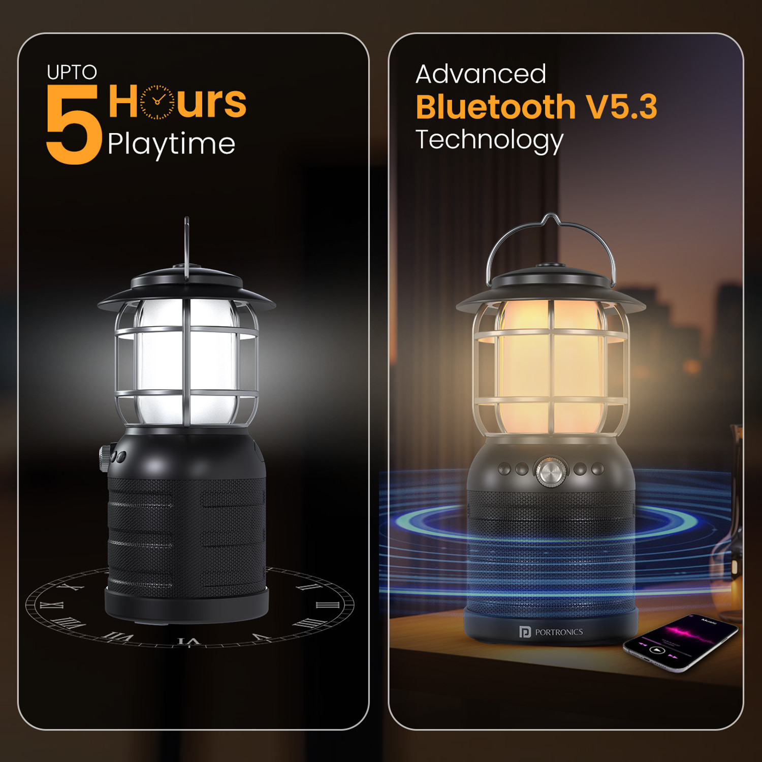Image of Portronics iLumi II 16W HD Sound Bluetooth Speaker With LED Lamp,2 LED Lantern Lamp Mode 16 W Bluetooth Speaker