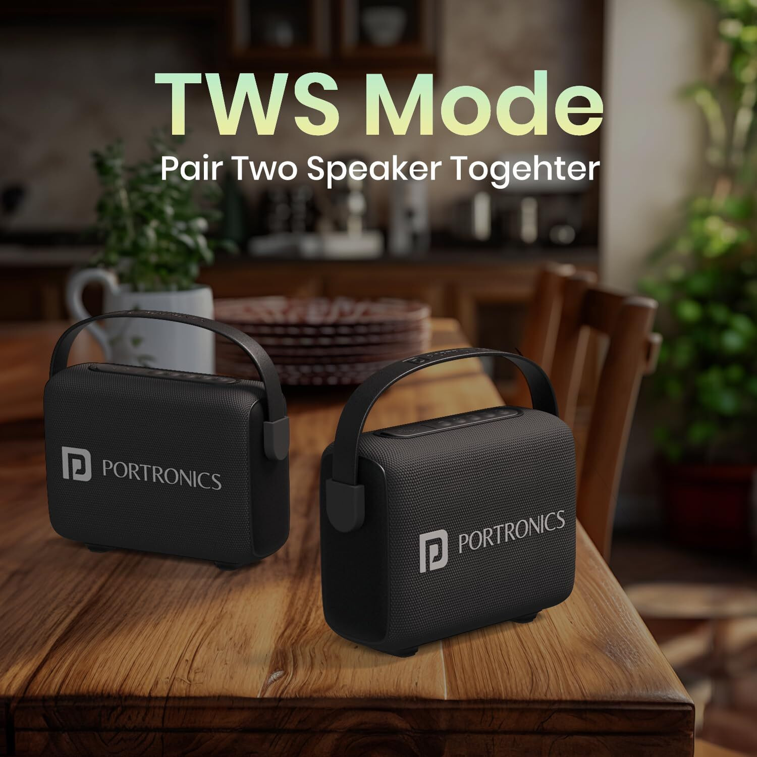 Image of Portronics Resonate 2 14W Bluetooth Speaker With Wireless Karaoke Mic, LED Projection Light 14 W Bluetooth Speaker (Black, Mono Channel)