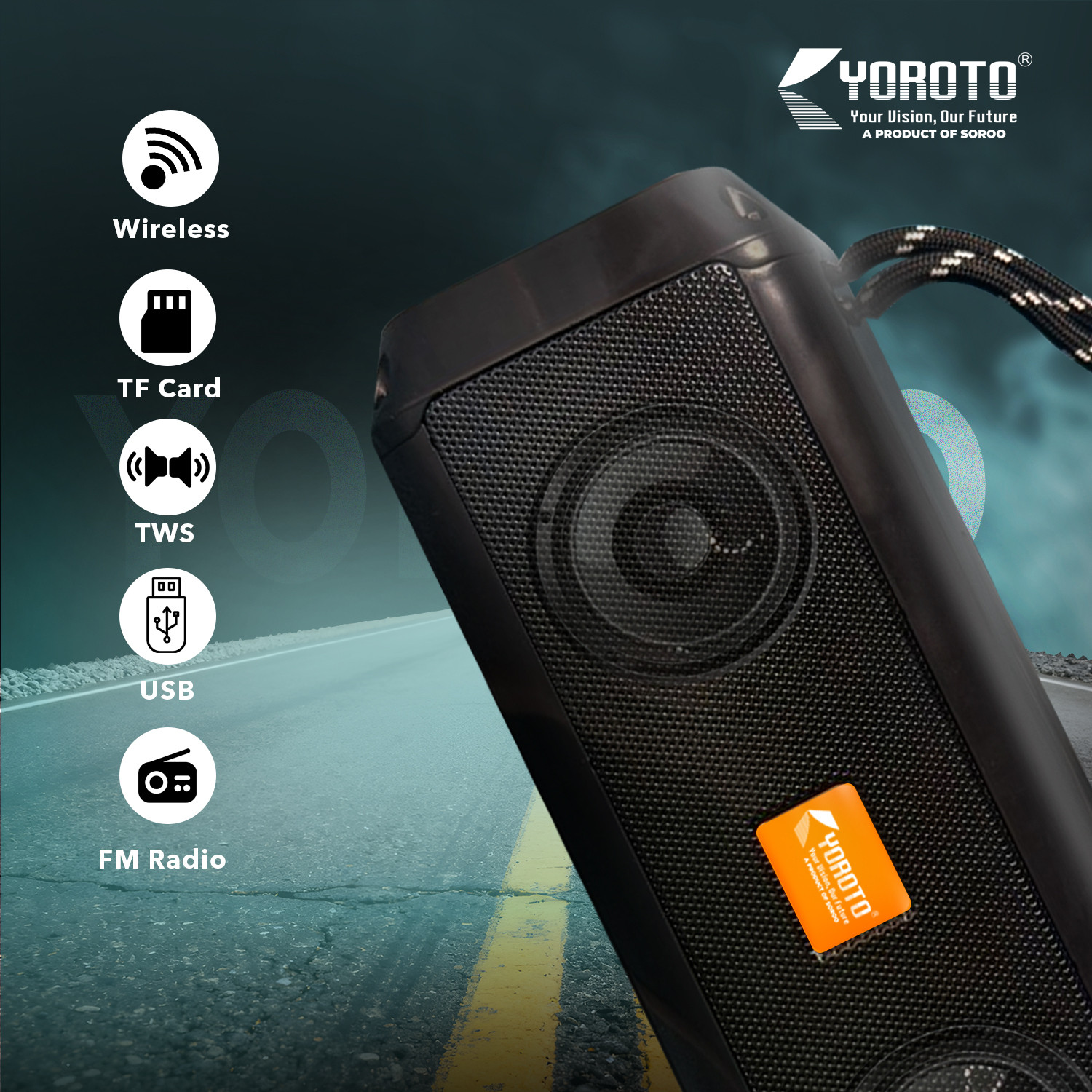 Image of YOROTO YO-412 Pro Wireless Speaker With RGB Light, Superior Sound and Thunder Bass 16 W Bluetooth Speaker