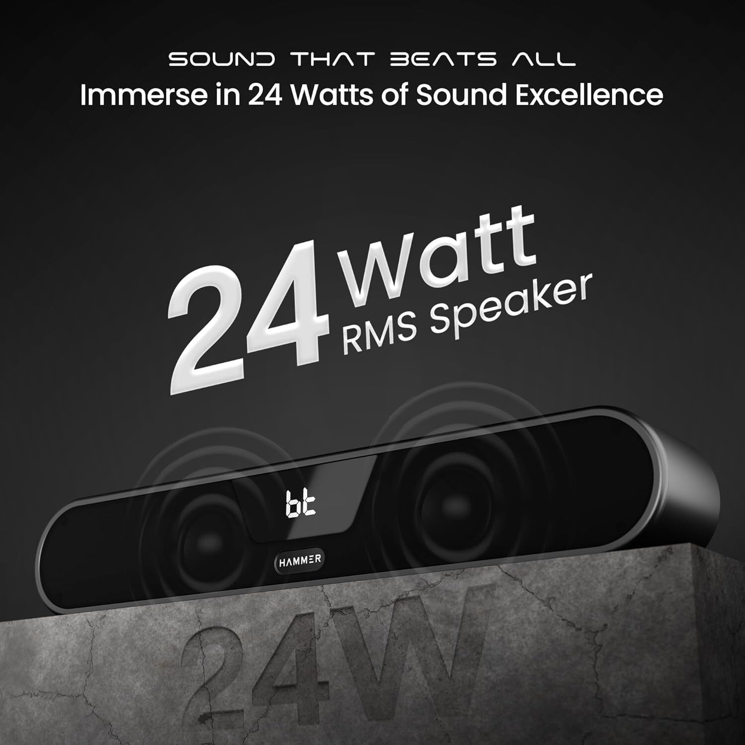 Image of BEATBOX 24W Output, RGB Lights, AUX, TWS Connectivity, Upto 8Hr Playtime by HAMMER 120 W Bluetooth Speaker