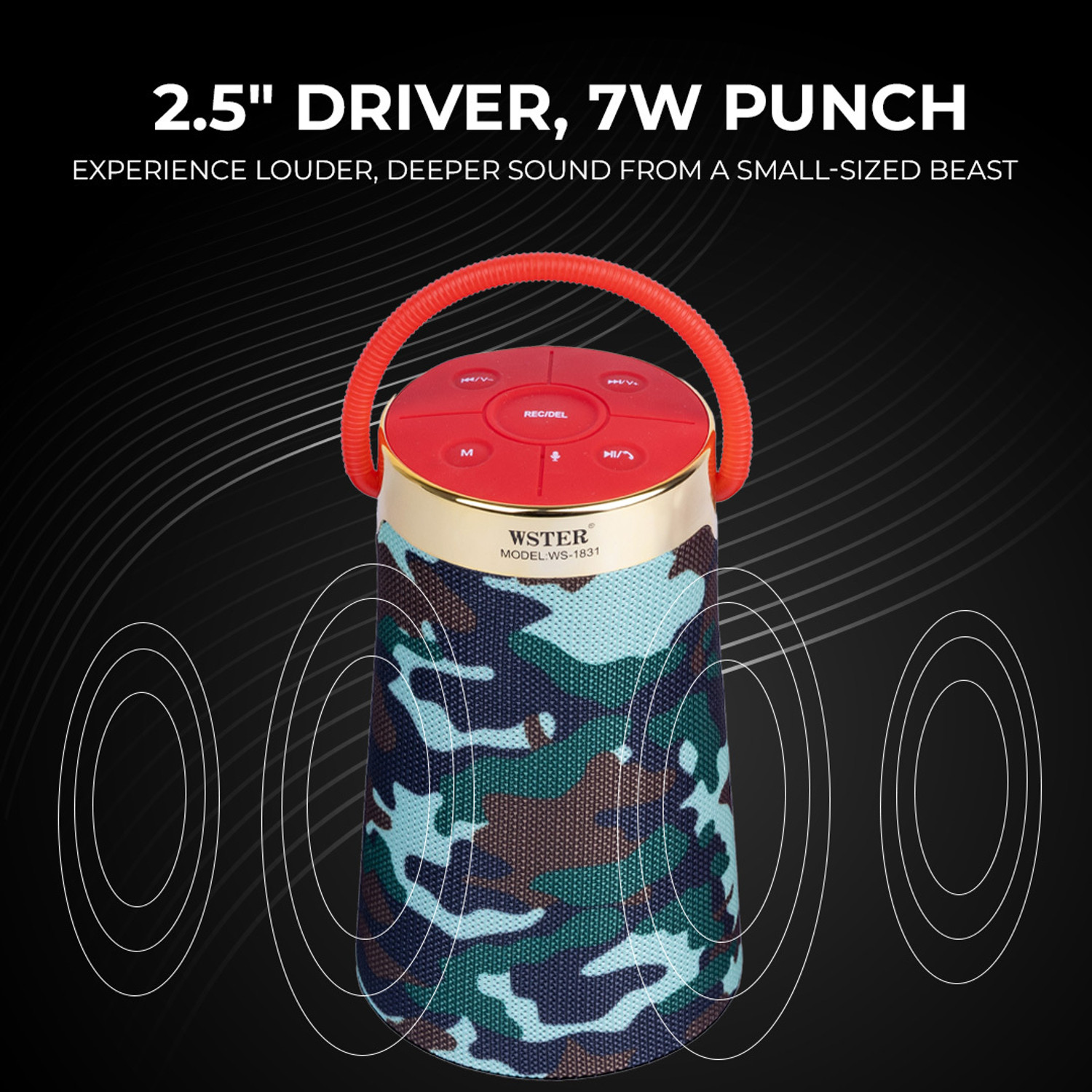 Image of Jmax WS-1831 Wireless Speaker (1500mAh Battery) Supports FM, SD Card, USB & TWS 7 W Bluetooth Speaker