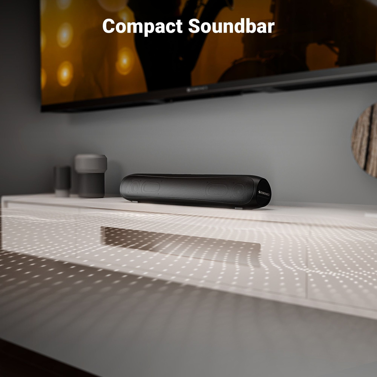 Image of ZEBRONICS Vita Bar 202,Dual drivers,6H Playback,TWS,type C charging,USB, AUX,LED Indicator 18 W Bluetooth Speaker