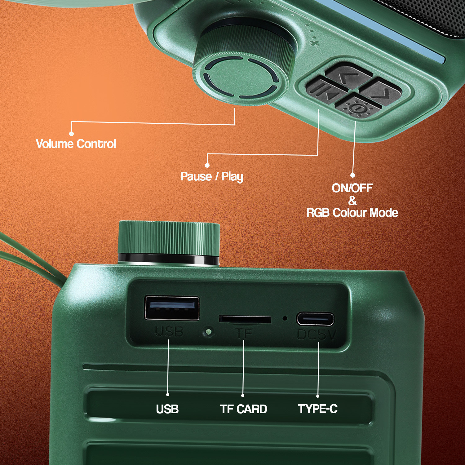 Image of YOROTO High Power Wireless Speaker with Thunder Bass, HD Stereo Sound, 6H Playtime 12 W Bluetooth Speaker