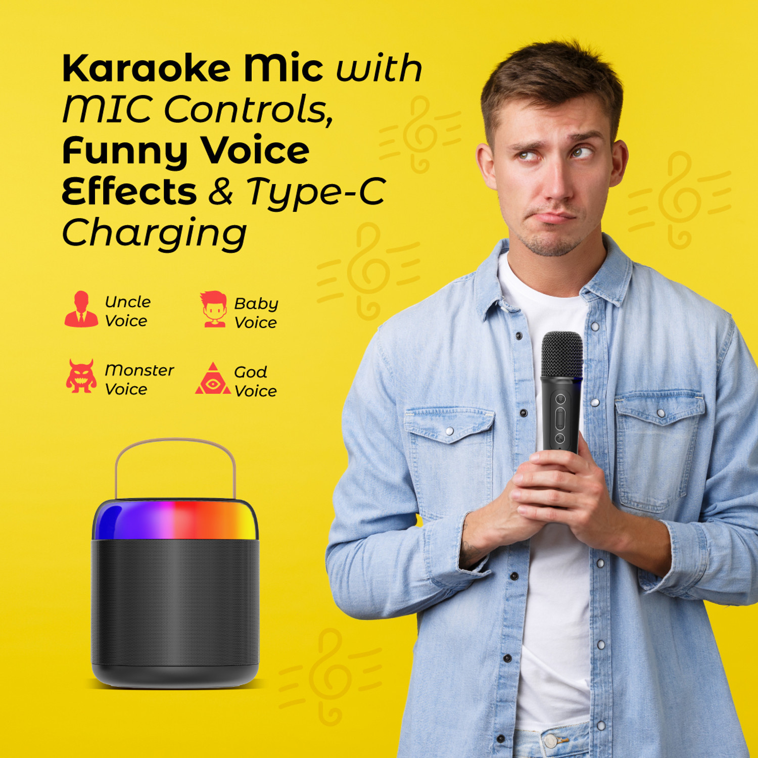 Image of PTron Funk Mojo / Fusion Bliss w / Karaoke Mic, 16W Pristine Sound, 6Hrs Playtime 16 W Bluetooth Speaker