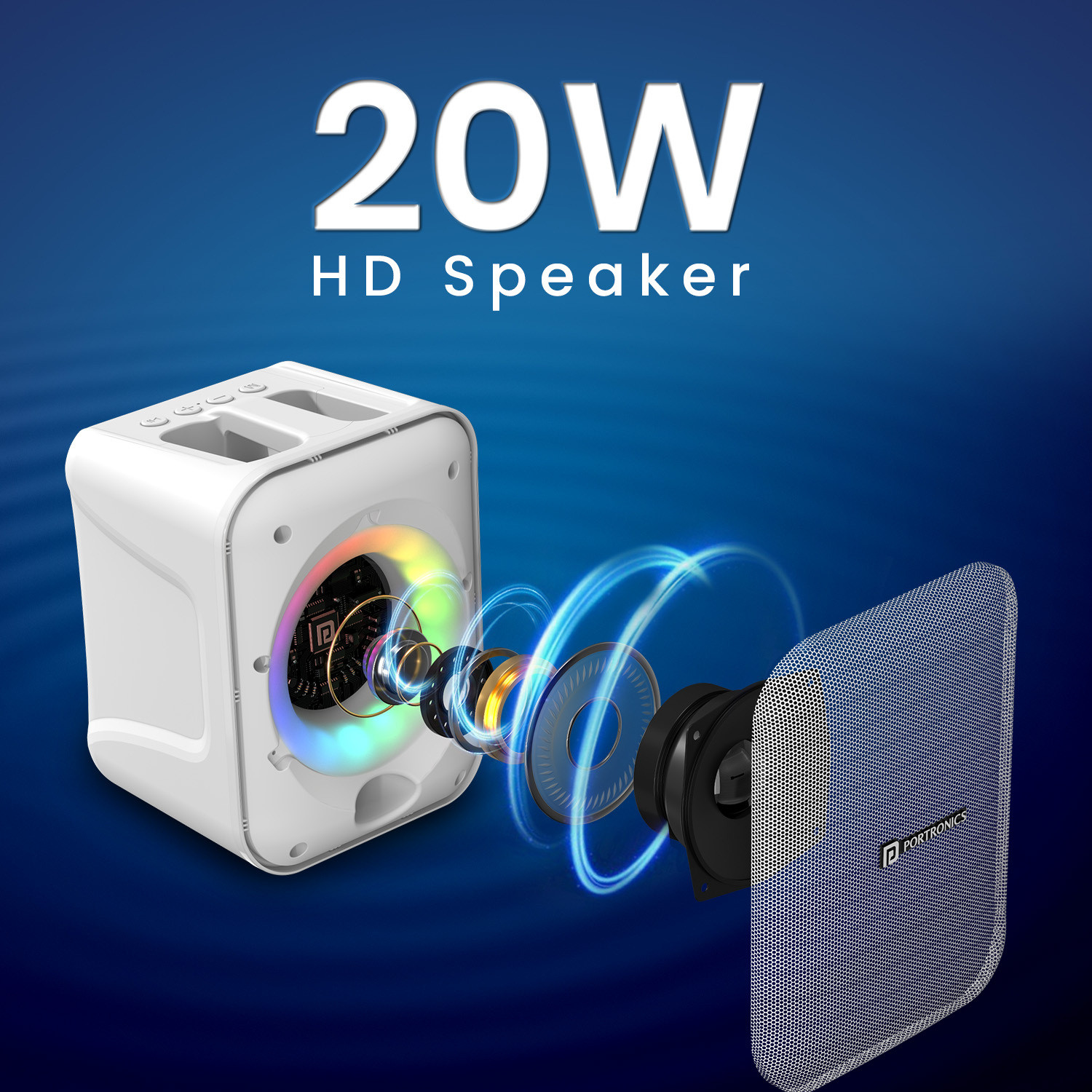 Image of Portronics Apollo One 20W Bluetooth Portable Speaker With Wireless Karaoke Mic,5Hr Playtime 20 W Bluetooth Speaker