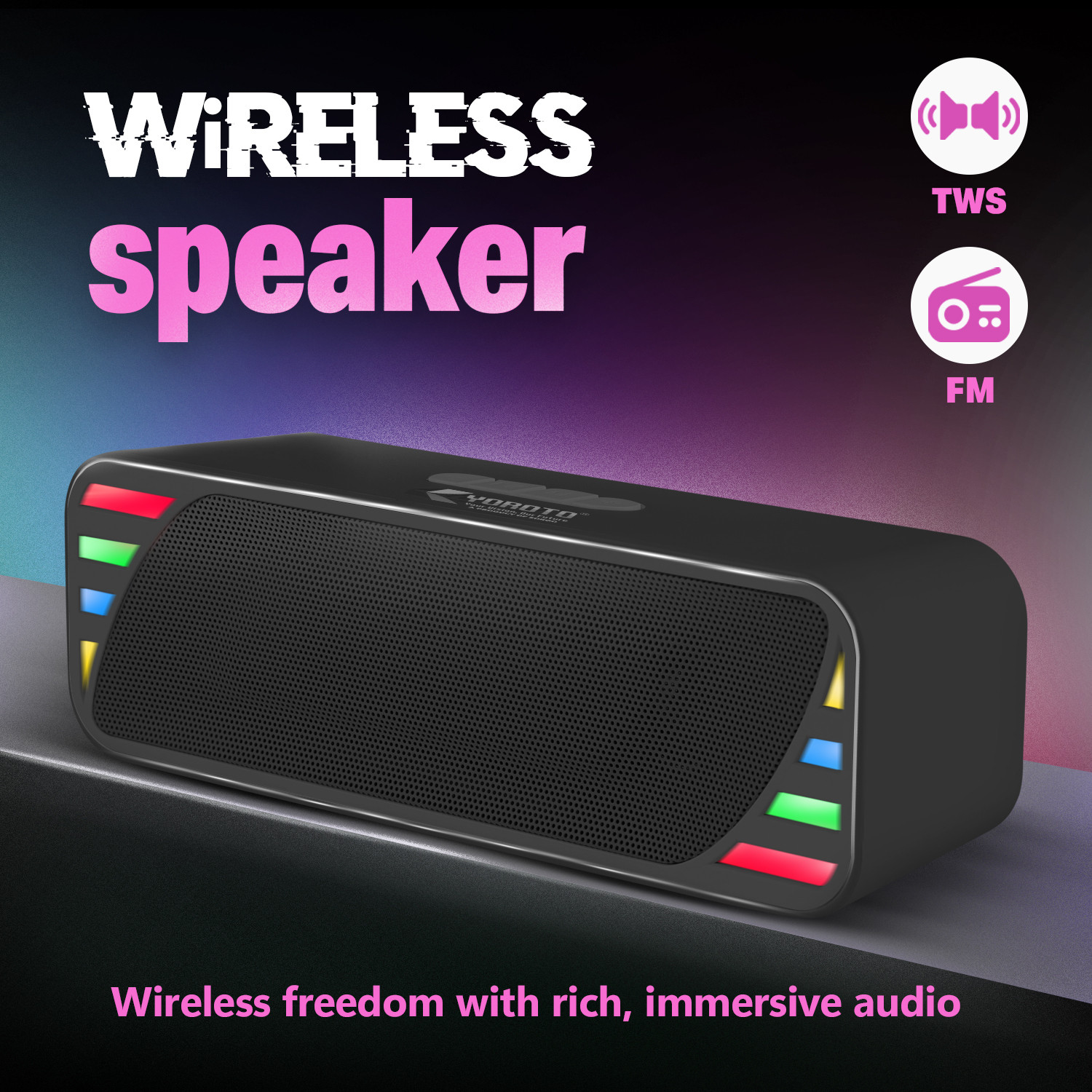 Image of YOROTO Wireless Speaker With RGB Light, Superior Sound and Punchy Bass 12 W Bluetooth Speaker