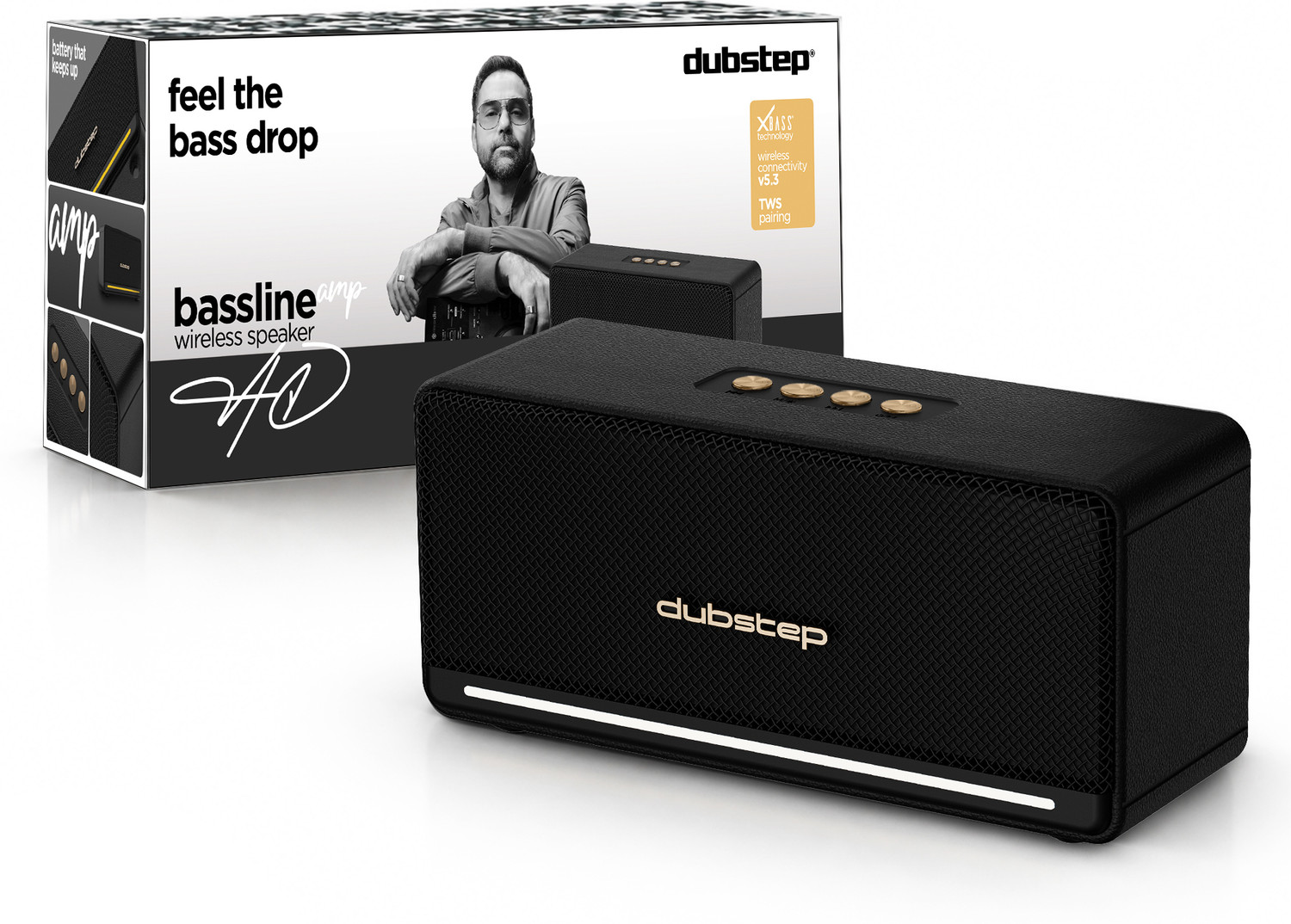Image of Dubstep Bassline AMP with 18W Output, 57mm Dynamic Drivers, RGB Lights 18 W Bluetooth Speaker (Dark Black, Stereo Channel)