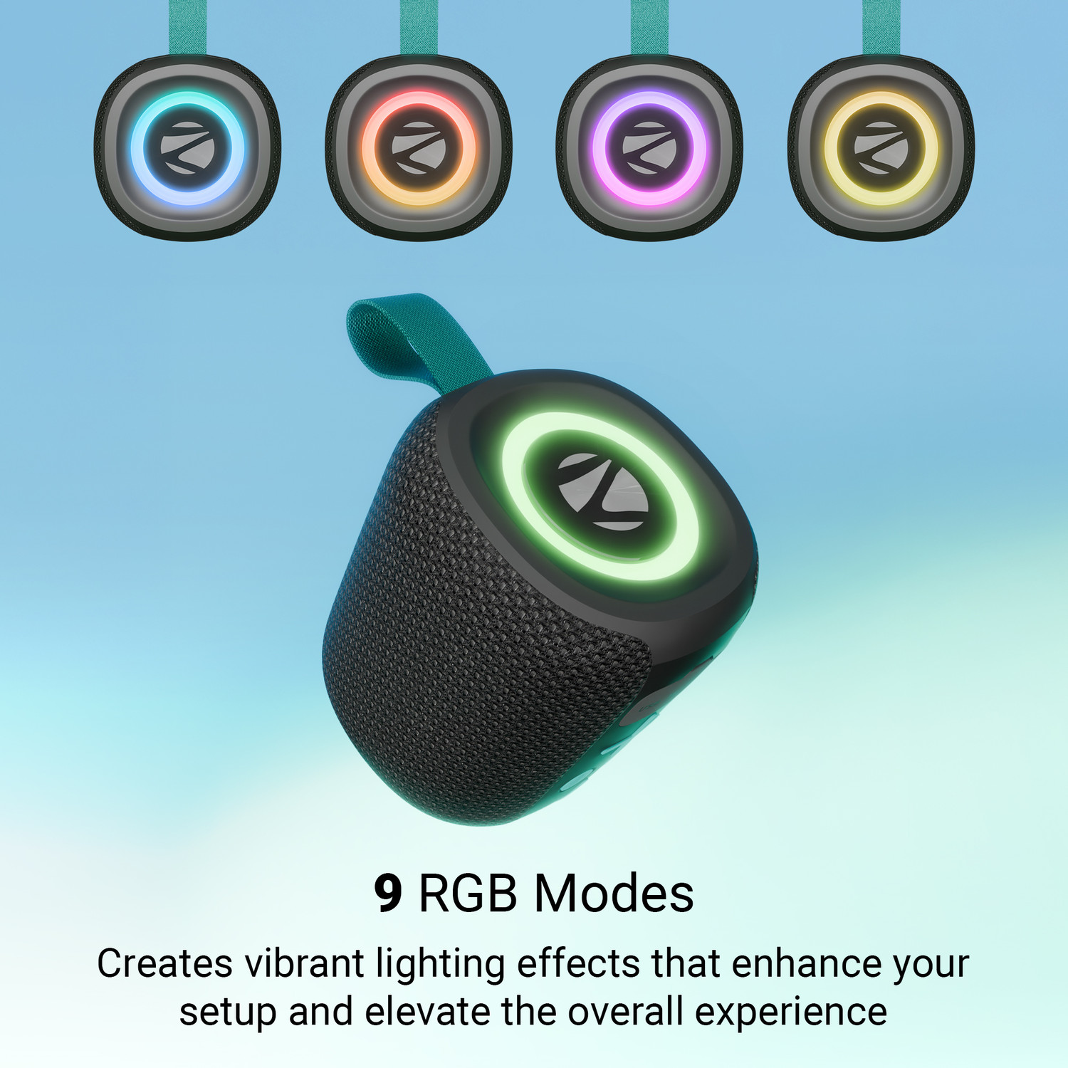 Image of ZEBRONICS Sonic Pod 15, 10hrs Playback, BT v5.4, TWS, USB, RGB Modes, Splash Proof, Type C 5 W Bluetooth Party Speaker