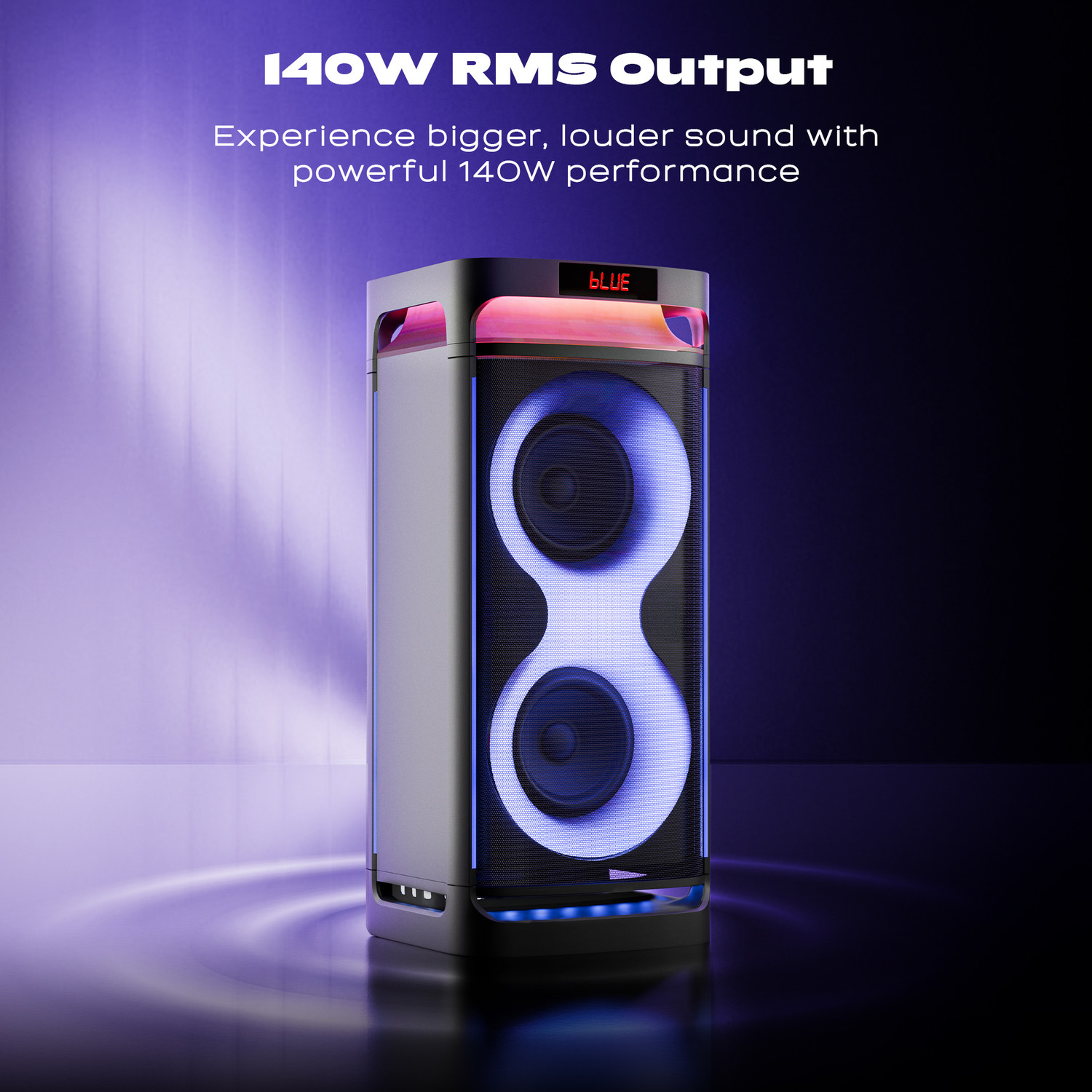 Image of ZEBRONICS Party Fyre 500, 7hrs Playback with RGB, Wireless Mic, TWS, USB, AUX, 140 W Bluetooth Party Speaker