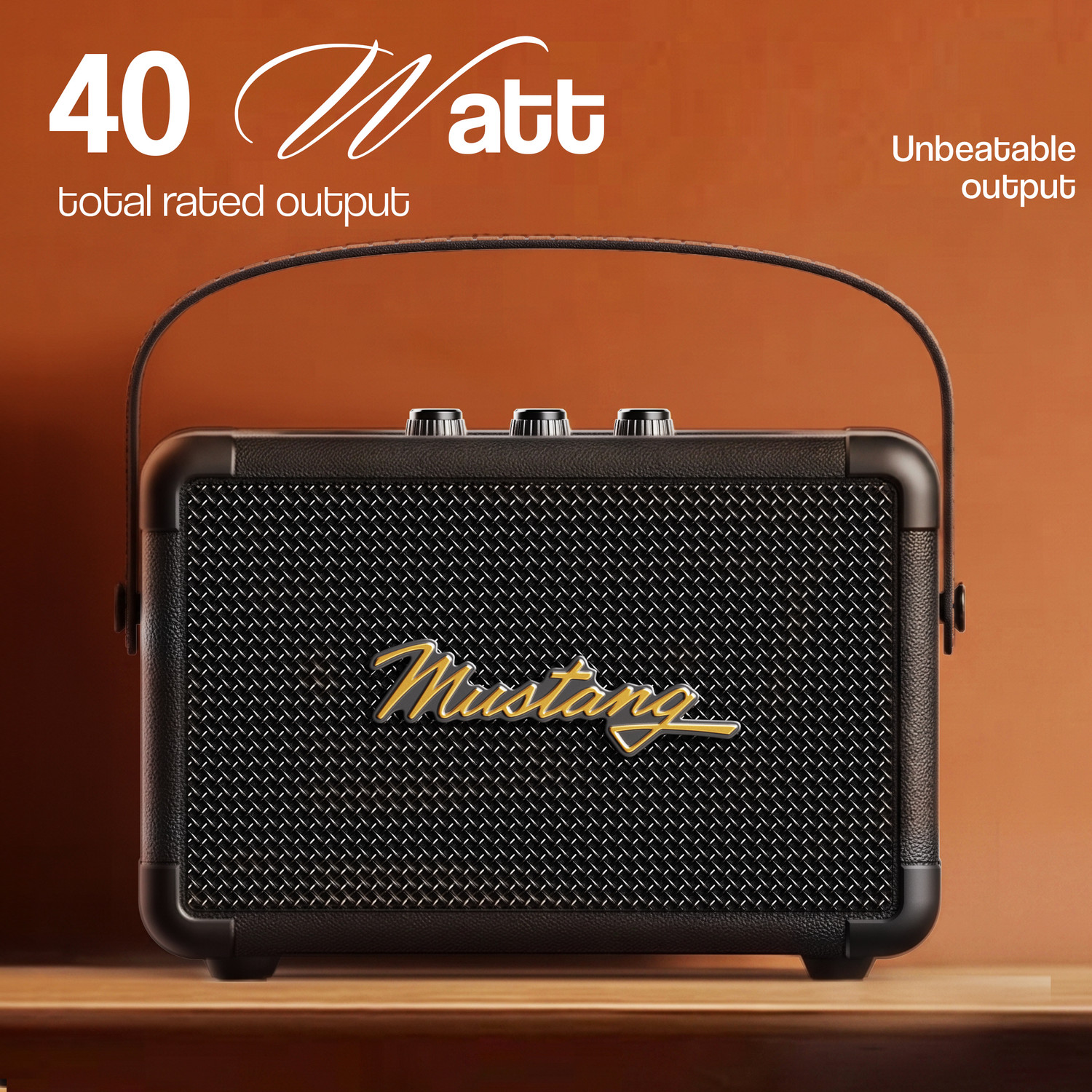 Image of GOBOULT Mustang GT 40, Dual Drivers, Bass Radiator, 6Hrs Battery, Metallic Grill, BTv 6 40 W Bluetooth Speaker