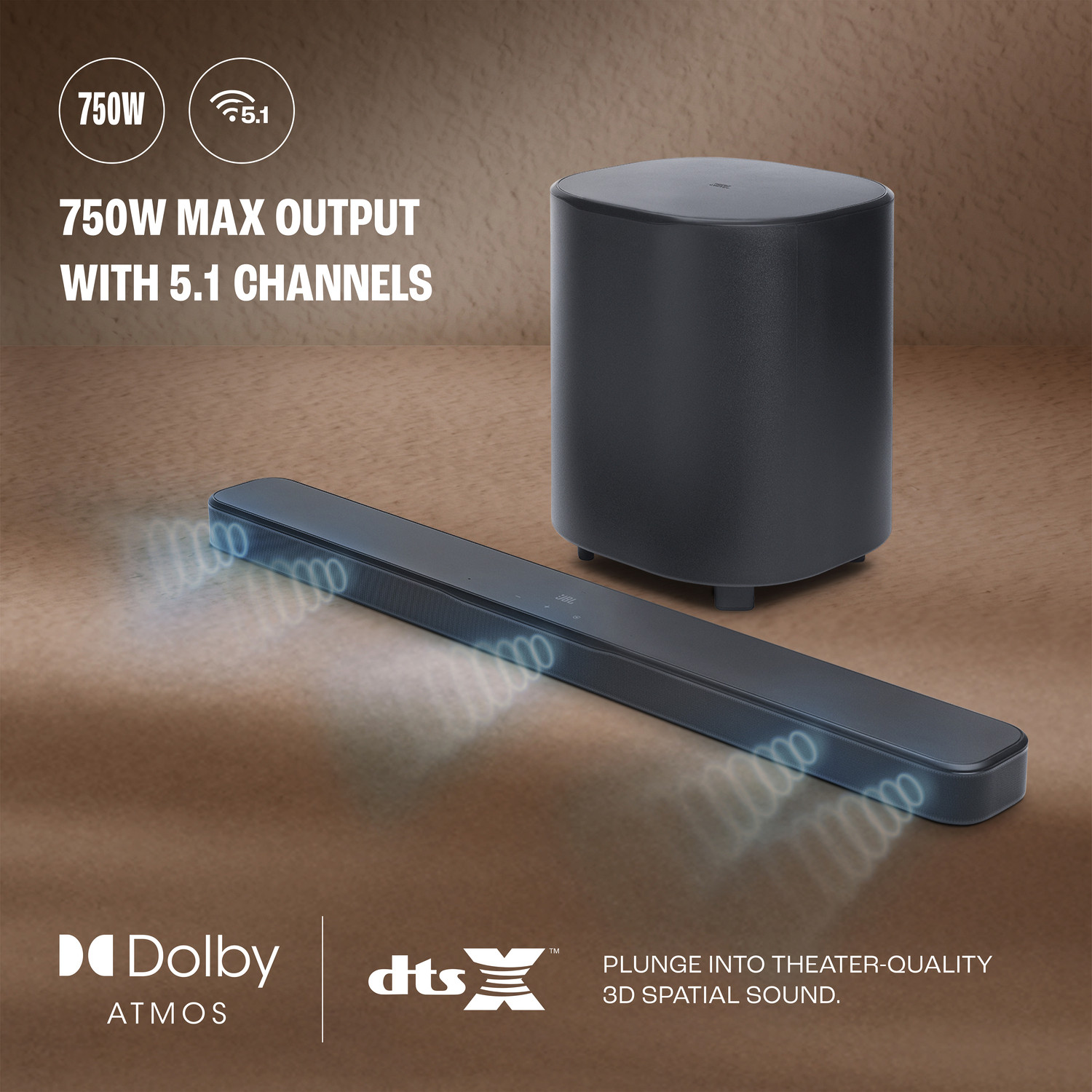 Image of JBL Bar 500 MK2, Dolby Atmos Soundbar with 3D Surround, Multibeam, HDMI eARC,Wi-Fi 750 W Bluetooth Soundbar