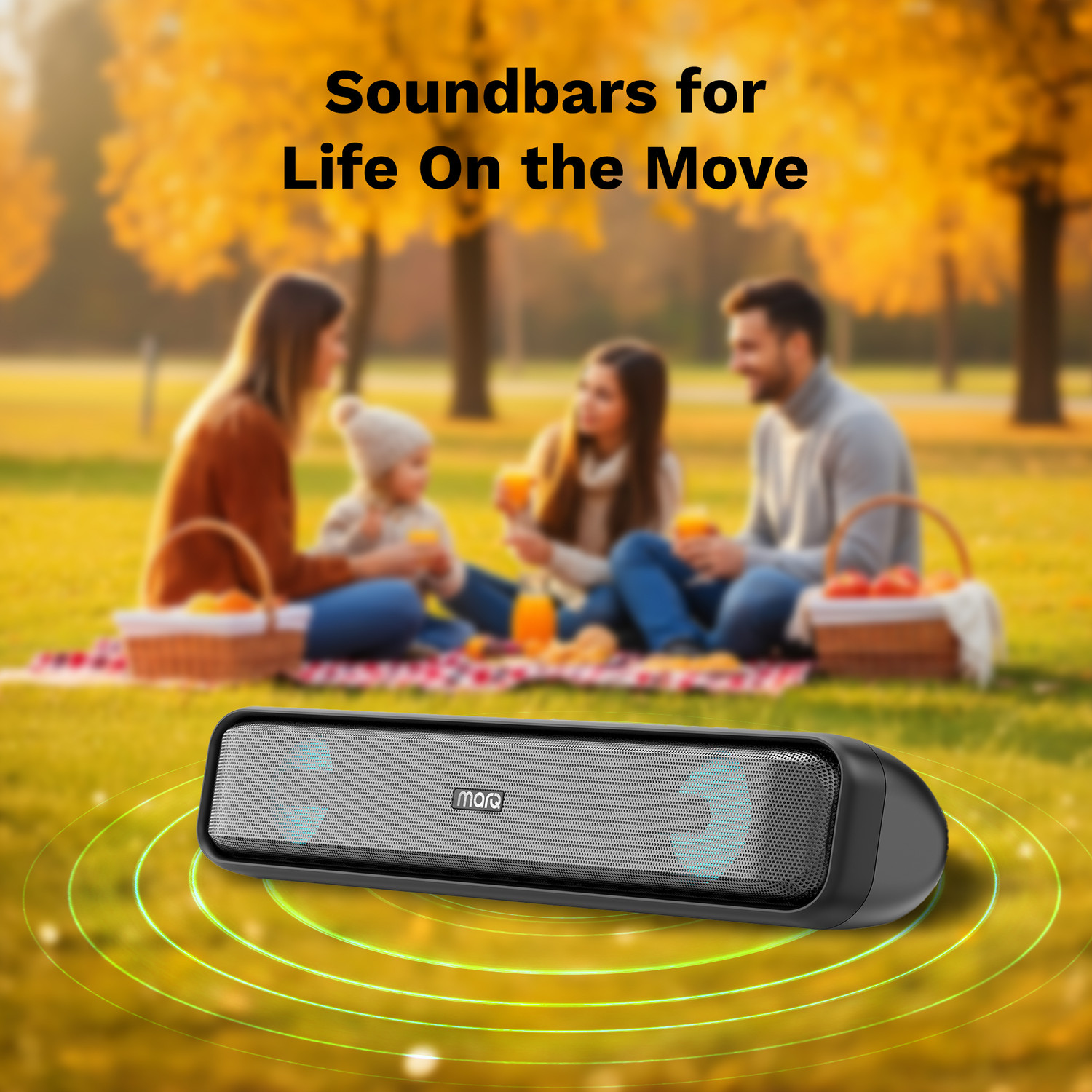 Image of MarQ by Flipkart Thunder with Dual Drivers, Upto 6Hrs of Playback, RGB LED lights 24 W Bluetooth Soundbar