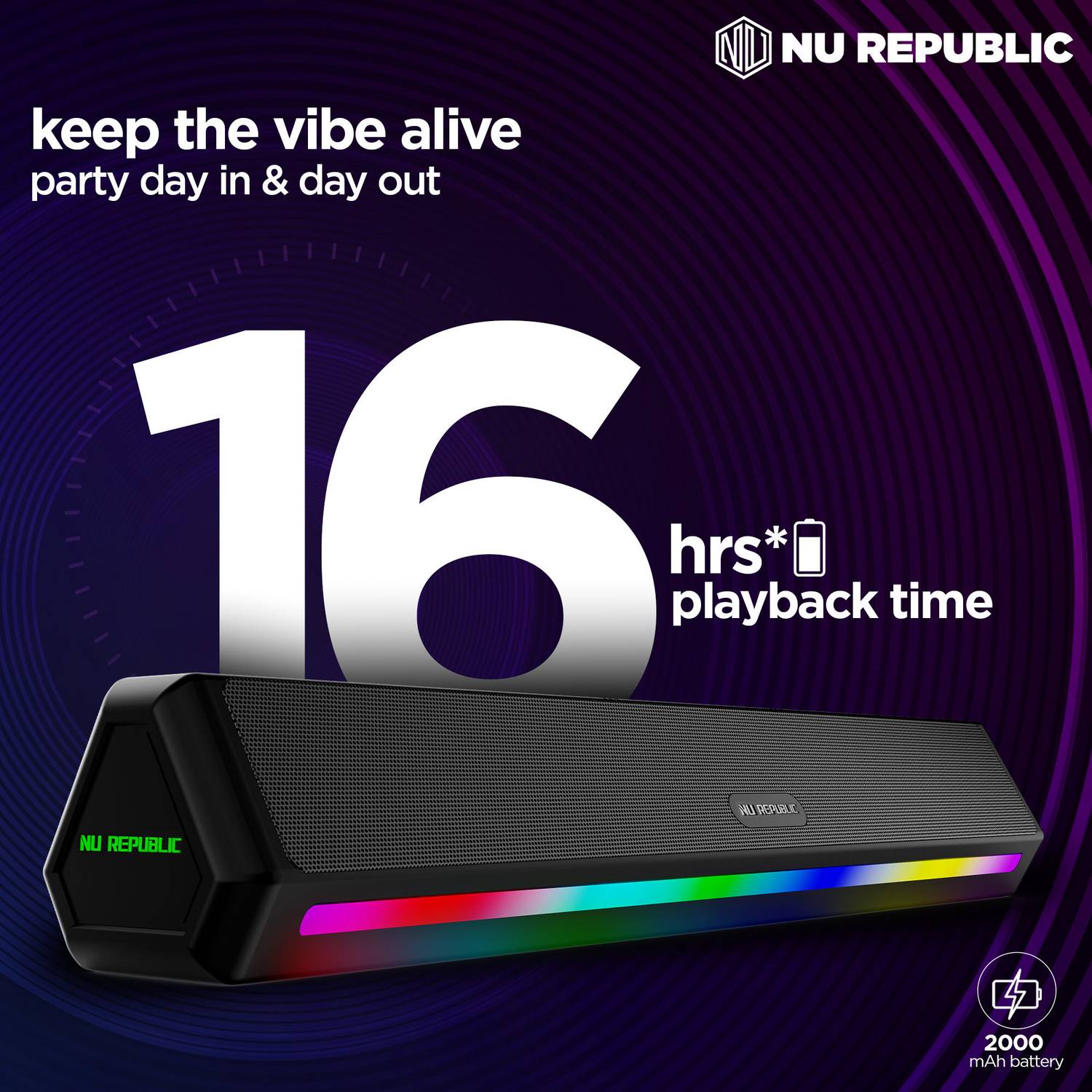 Nu Republic PartyBox 240 24W Bluetooth Speaker Black - Image 4