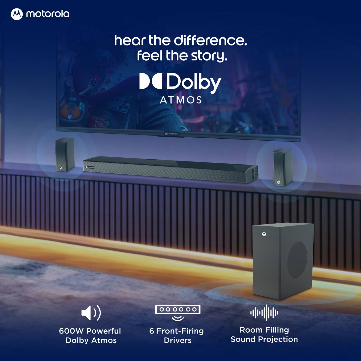 Motorola AmphisoundX Vibe 600W Bluetooth Soundbar Black - Image 2