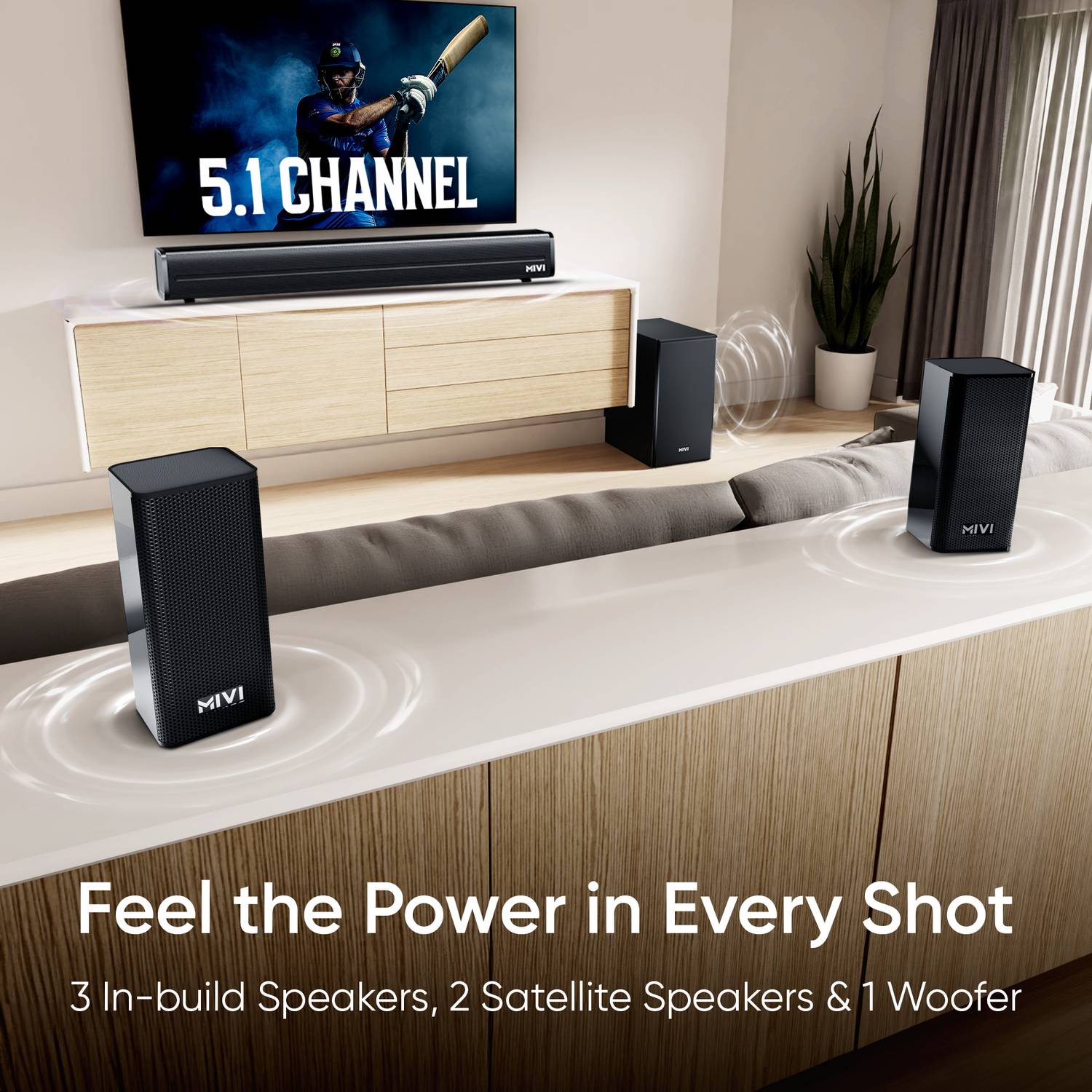 Mivi Fort H350 350W 5.1 Channel Bluetooth Soundbar - Image 5