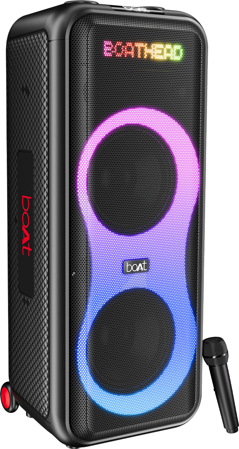 Image of boAt Partypal 600(2025 Launch), Animated Text Display, Wireless Karaoke MIC, LEDs 220 W Bluetooth Speaker