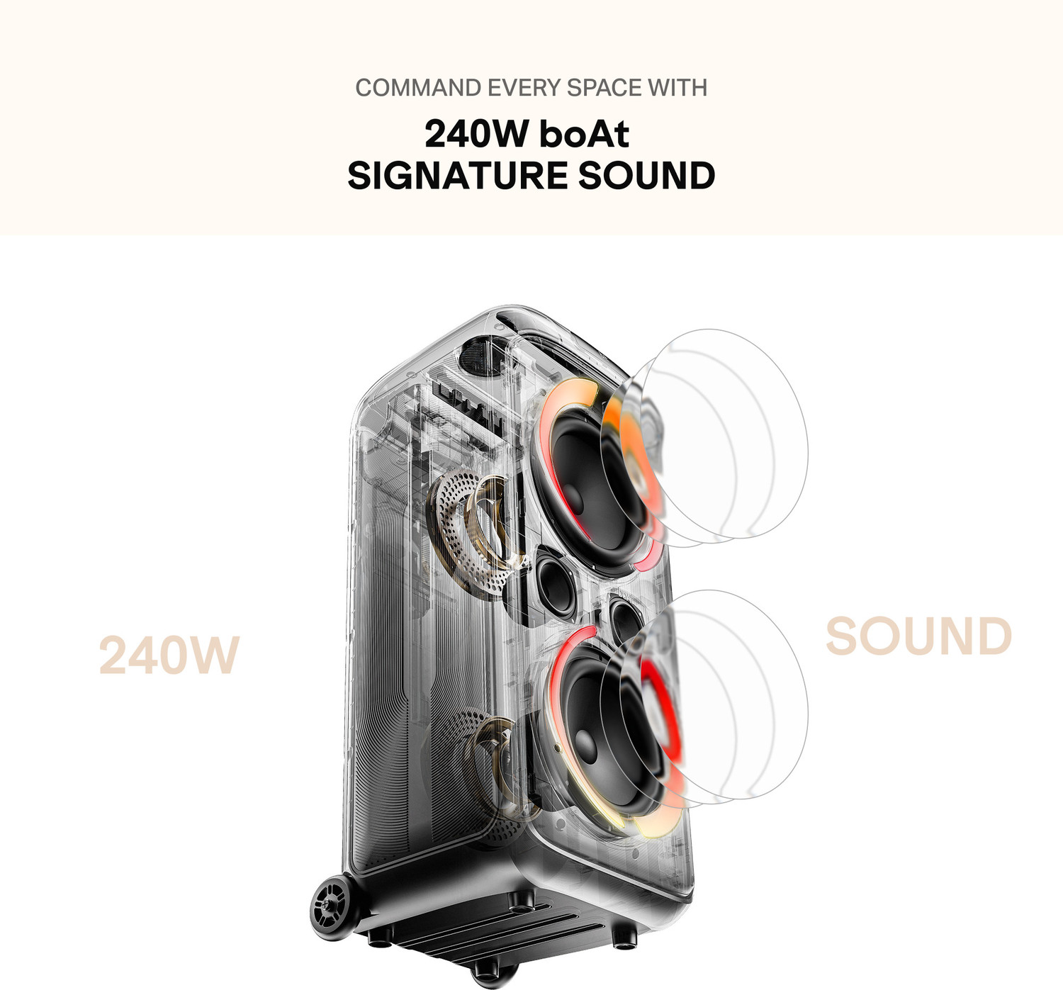 Image of boAt PartyPal 600 Plus, Karaoke Auto-Tuner,In-Built DJ Tracks,6H Battery,2UHF Mic 240 W Bluetooth Tower Speaker