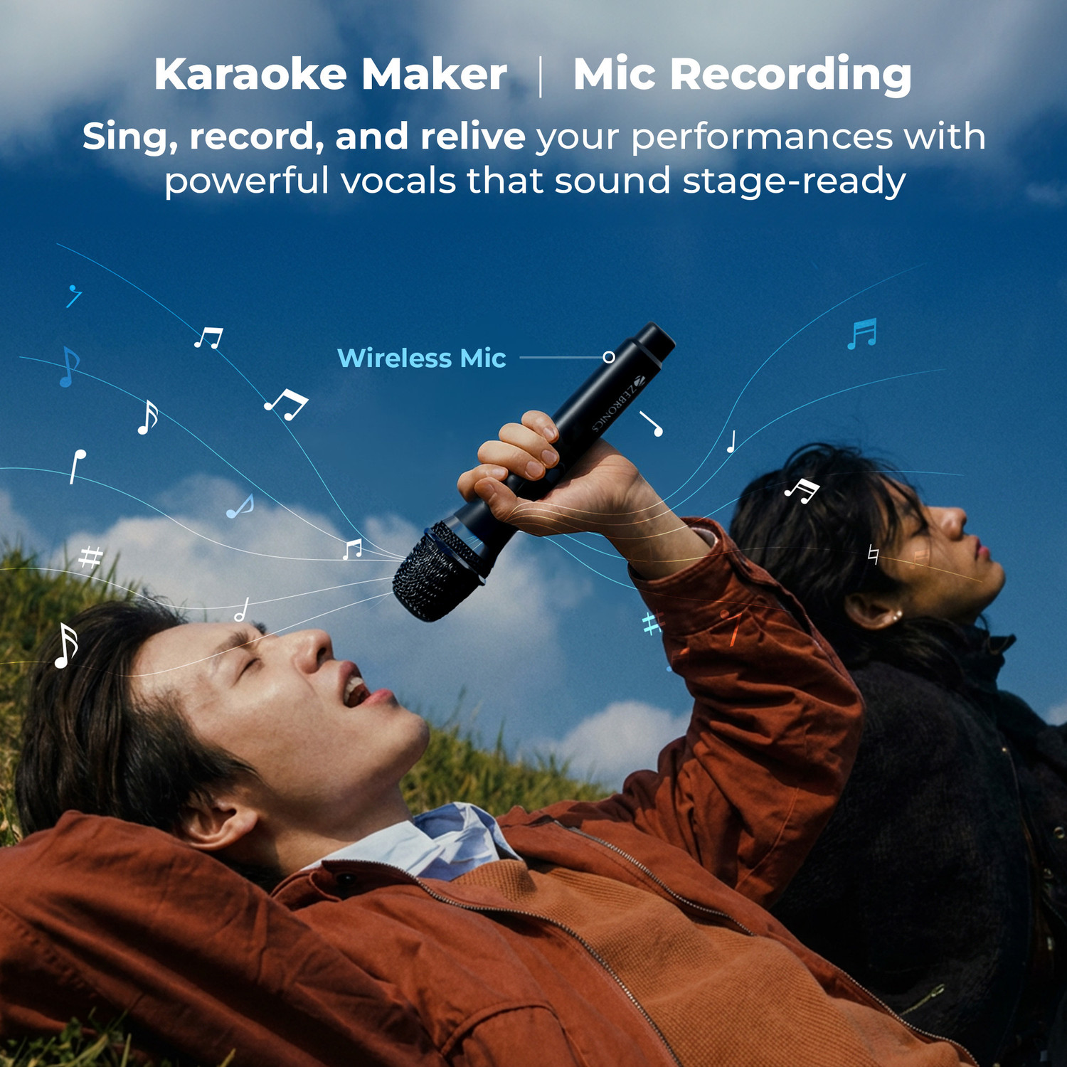 Image of ZEBRONICS Sound Feast 880, 8h Playback, BT v5.4, RGB lights, USB, AUX, Wireless Mic, TWS 60 W Bluetooth Party Speaker