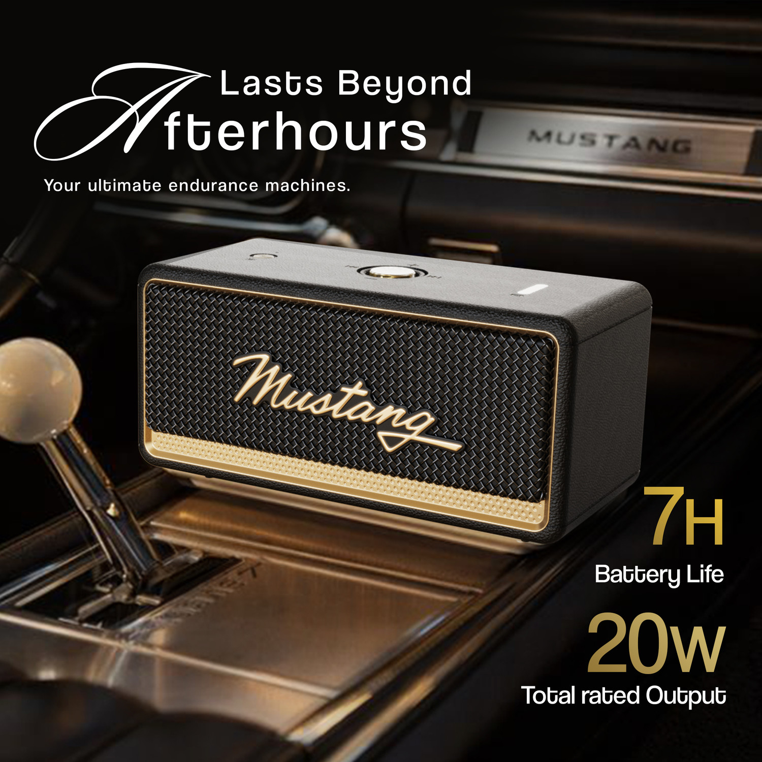 Image of GOBOULT Mustang GT 20, Dual Dynamic Drivers, RGB LEDs, Bass Radiator, BTv 6, 7Hr Battery 20 W Bluetooth Speaker