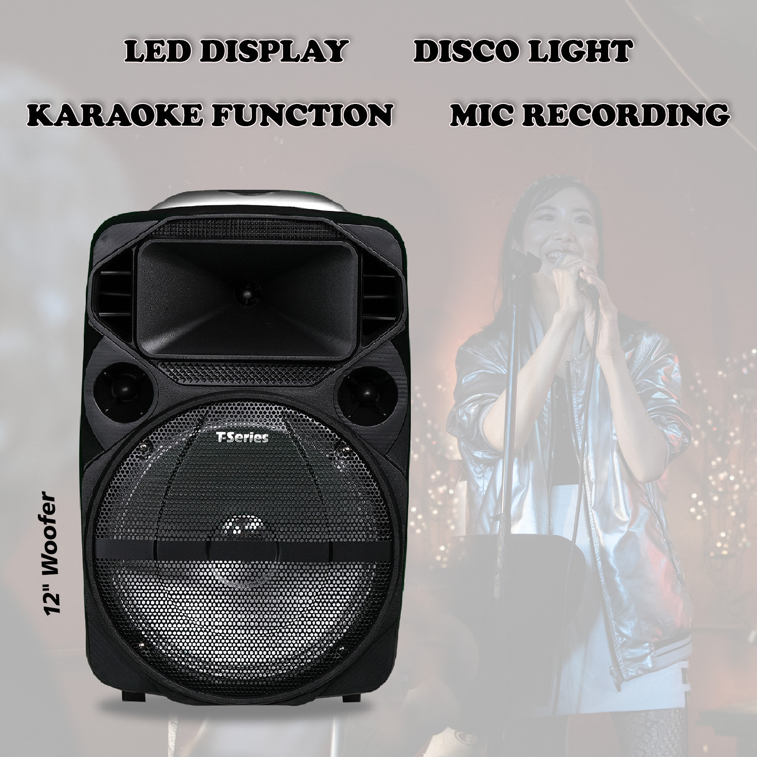 Image of T-Series TR12K (Party Speaker) Bluetooth Trolley Party Speaker with 2 Mic 40 W Bluetooth PA Speaker